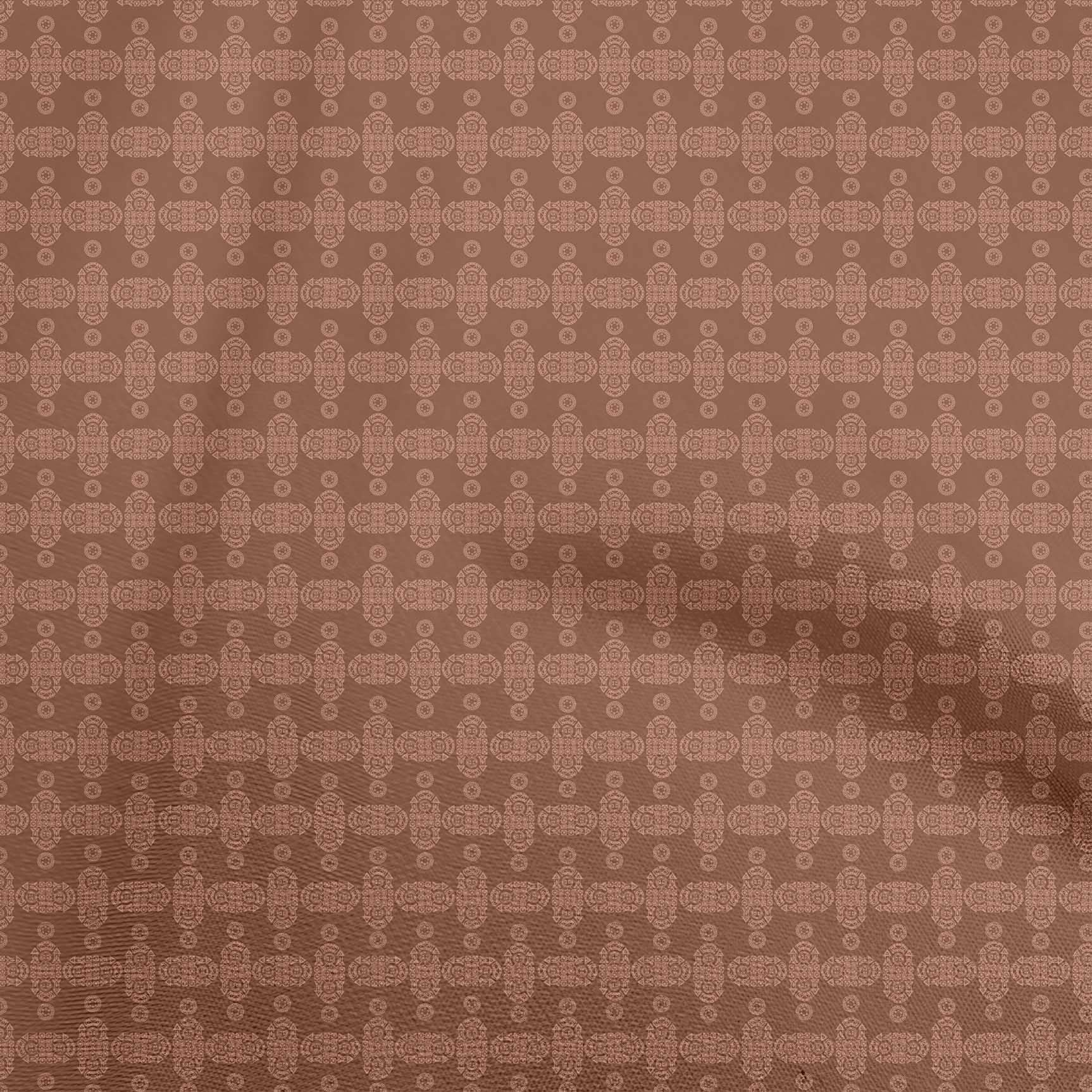oneOone Polyester Spandex Rust Brown Geometric Print Fabric - 56 Inch Wide DIY Clothing & Quilting Material for Dresses, Skirts, and Home Decor Projects
