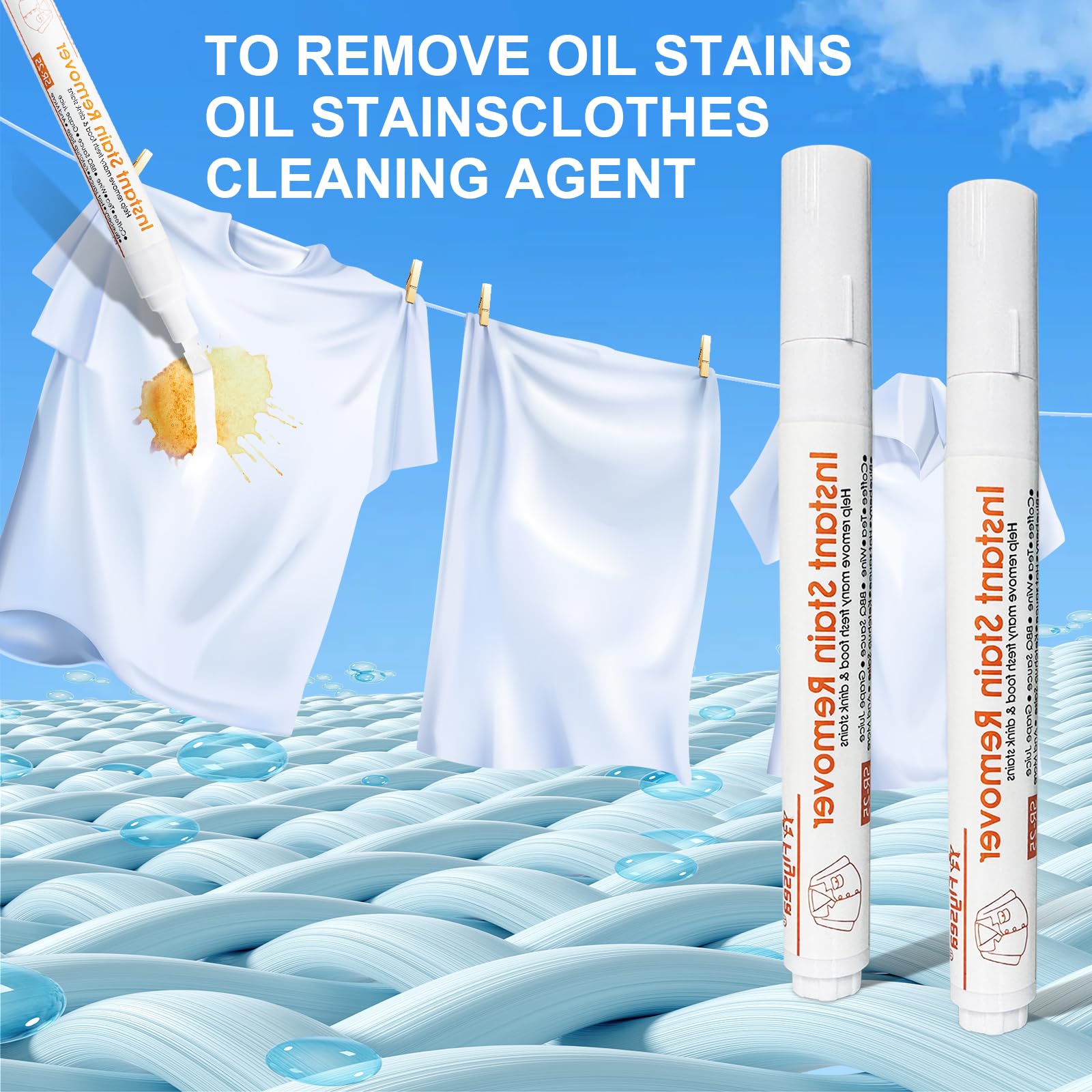 2024 New Upgrade Bleach Pen 2-Pack - Stain Remover Pen for Clothes, Portable Fabric Whitener, Travel-Size Laundry Stain Remover - Perfect for Travel, Home Use & Emergency Stain Removal