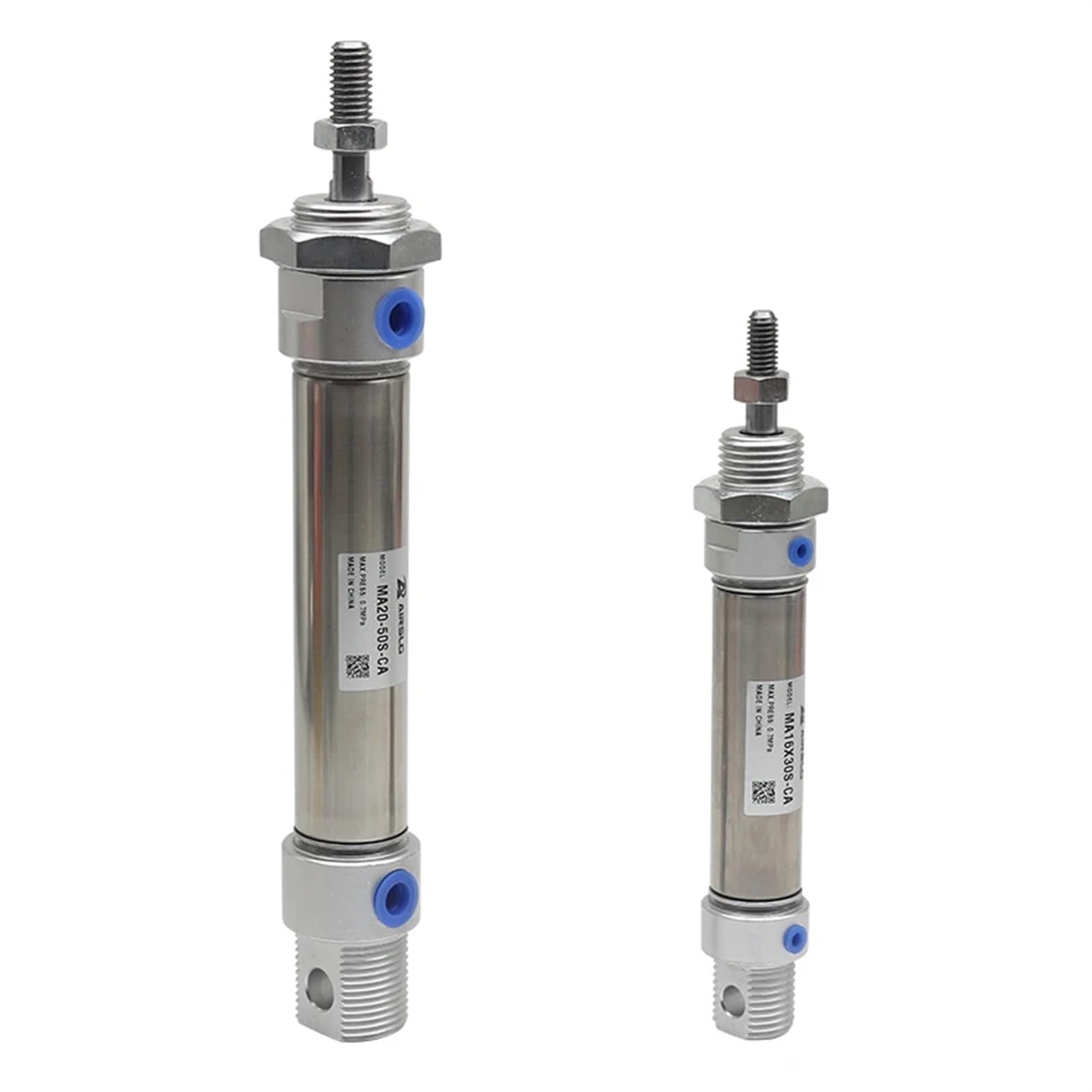 MA32X25 50 75SCA Stainless Steel Pneumatic Air Cylinder - 32mm Bore, 10-300mm Stroke, Double Action Mini Round Cylinder for Industrial Automation (MA32x100S-U-CM) - Perfect for Packaging Machinery, CNC Equipment & Factory Automation Systems