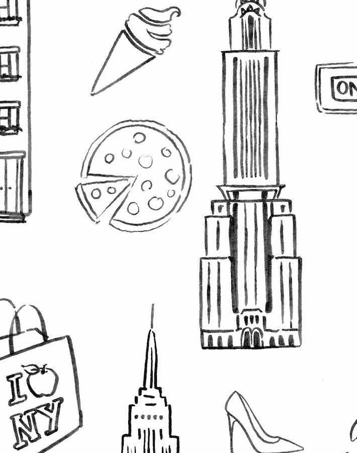 NYC Wallpaper by Nathan Turner - Premium White Peel & Stick Wallpaper for Living Room, Bedroom, and Office Decor