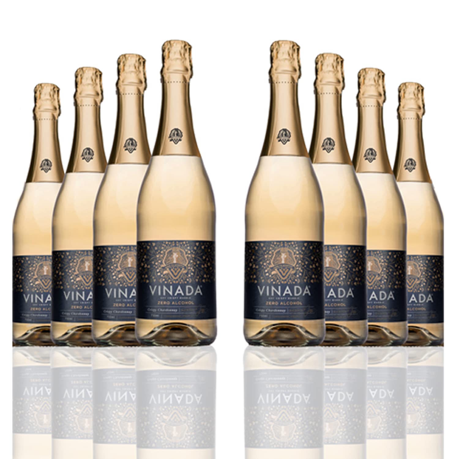 VINADA Alcohol-Free Crispy Chardonnay Wine - 750ml (8 Bottles) - Premium Non-Alcoholic White Wine Alternative for Parties, Gifts & Healthy Lifestyle