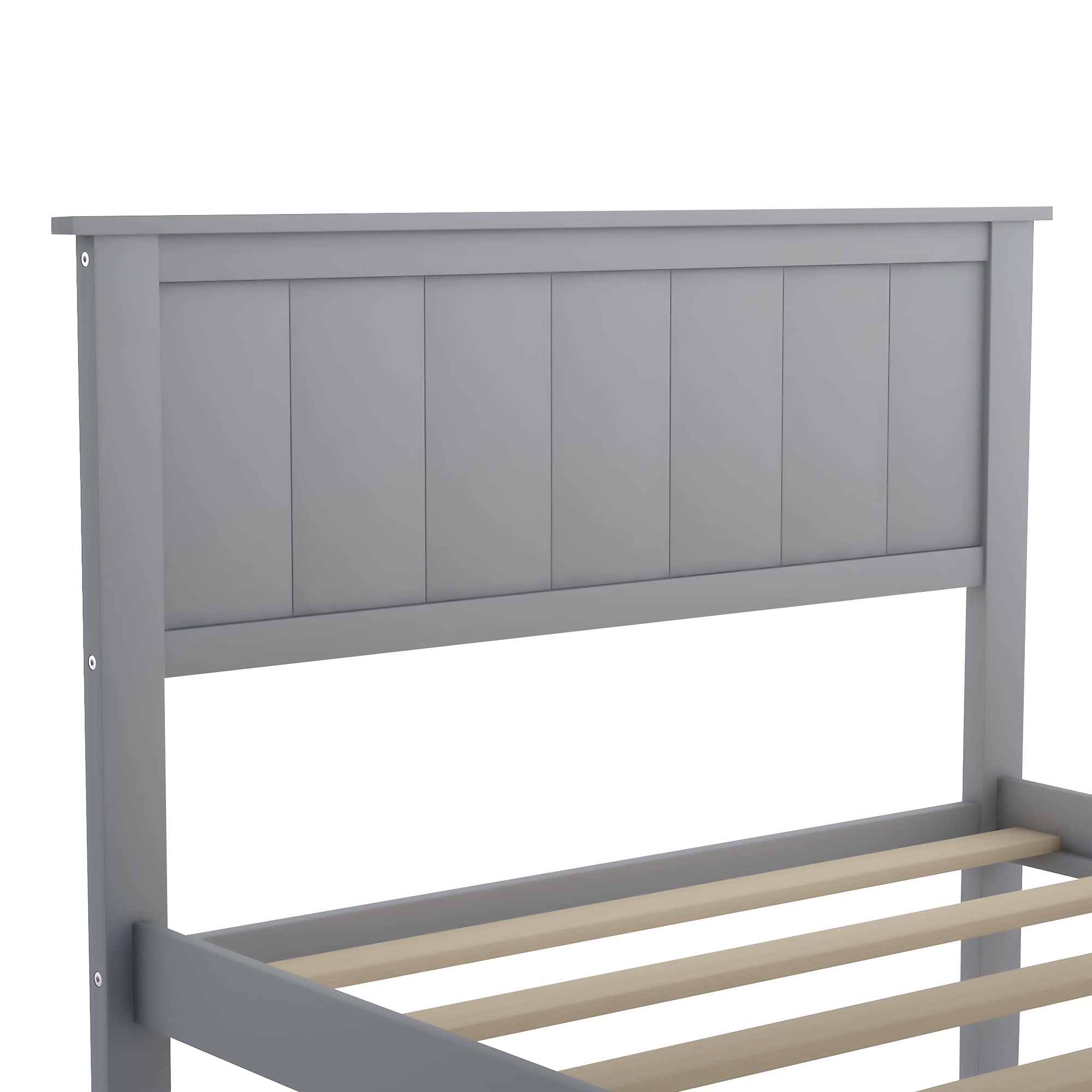 Merax Twin Bed Frame with Storage Drawer - Wooden Platform Bed for Kids, No Box Spring Needed - Gray - Perfect for Small Bedrooms, Kids' Rooms & Guest Rooms