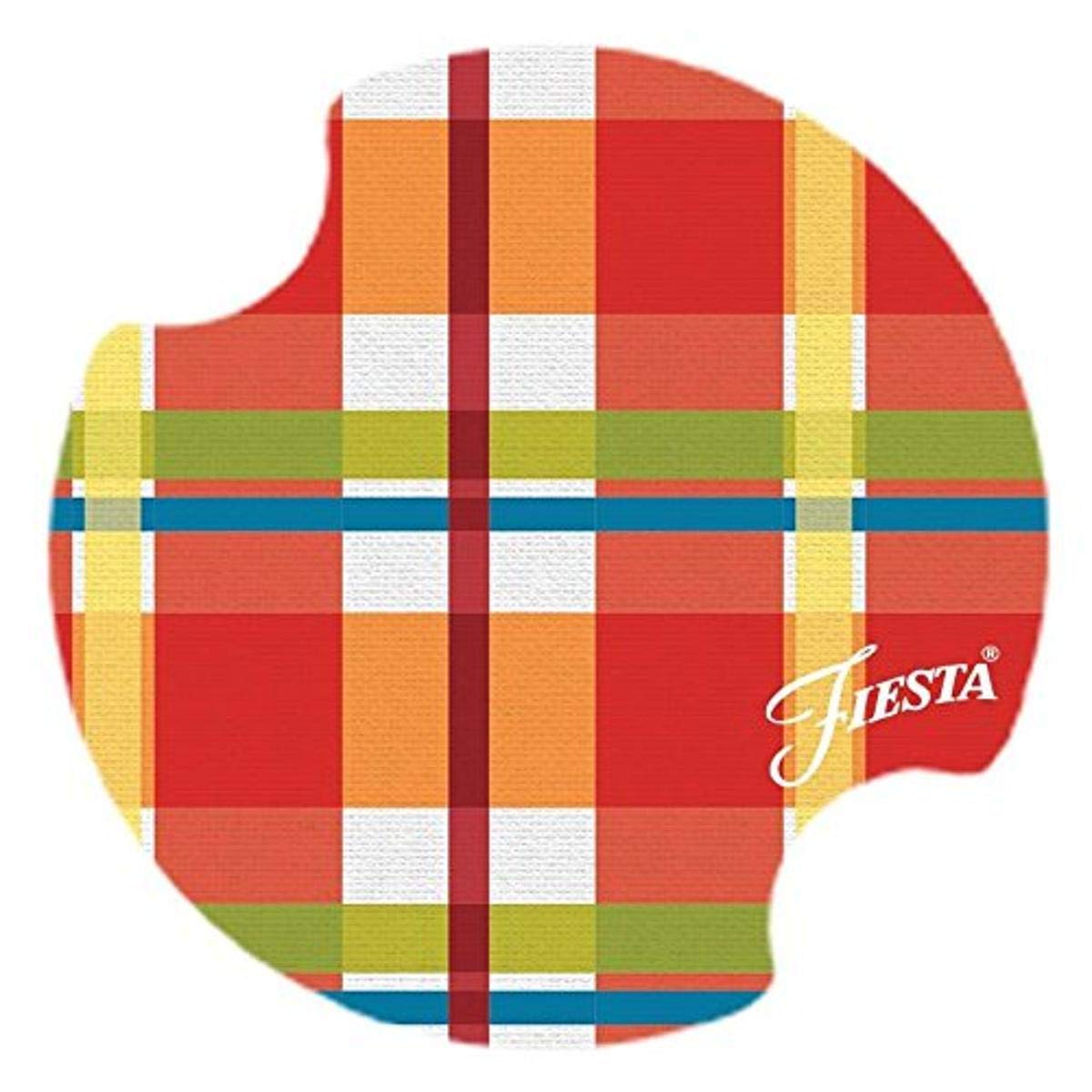 Thirstystone Car Fiesta Plaid Coasters Set of 4 - Colorful Absorbent Stone Drink Coasters for Cars, Home & Office - Protect Surfaces from Spills & Stains