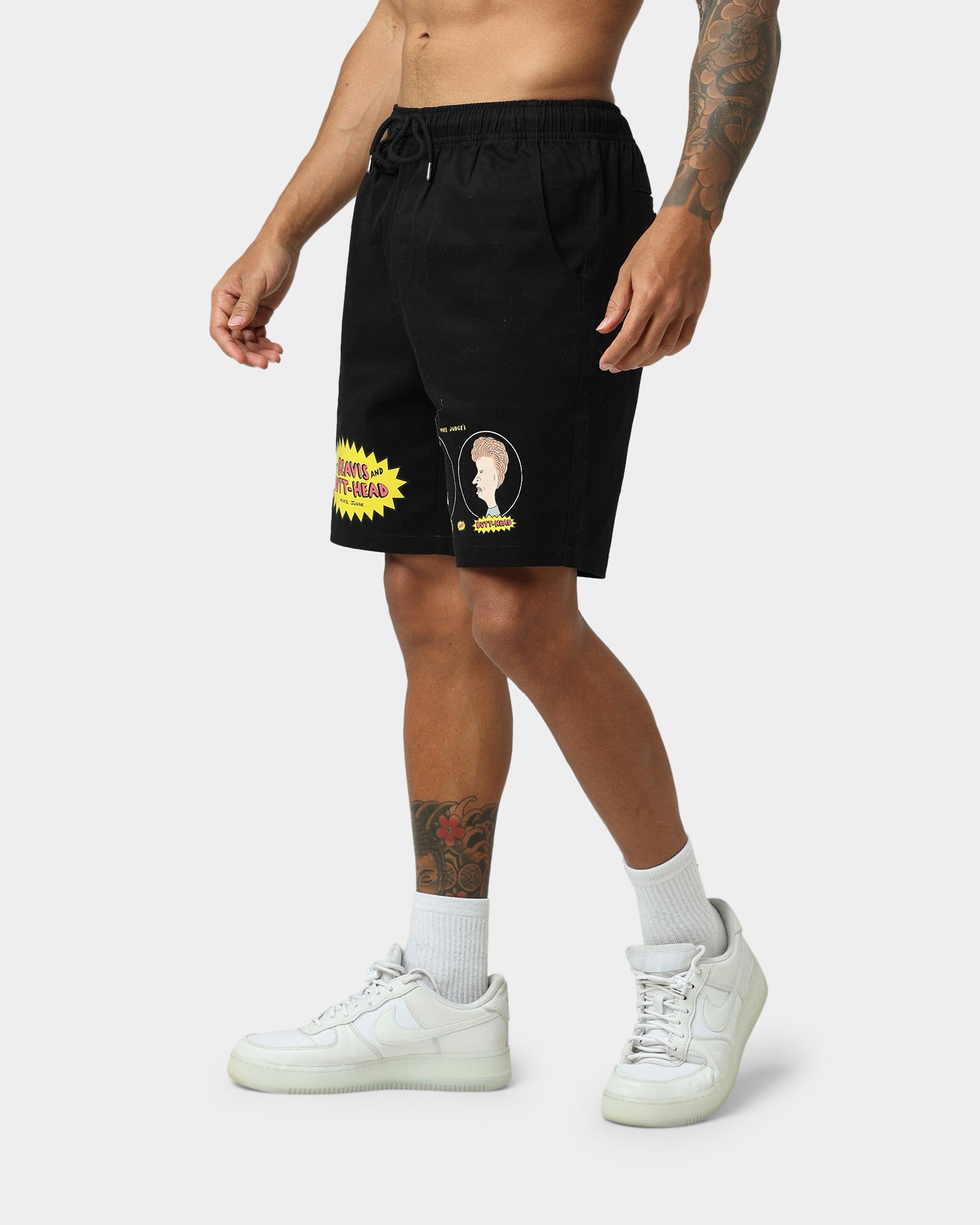 American Thrift X Beavis & Butthead Opening Face Graphic Shorts - Black Cotton Casual Shorts for Men | Perfect for Summer Outfits, Lounge Wear & Fan Merchandise