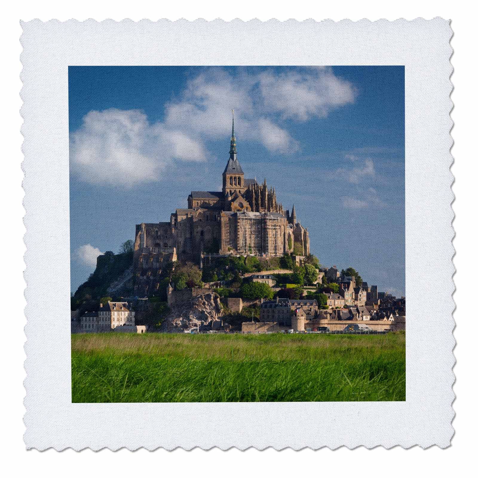 3D Rose Mont Saint Michel France Quilt - 10 x 10 Inch Decorative Throw Blanket for Bed, Sofa & Home Decor | Perfect Gift for Travel Lovers & French Culture Enthusiasts