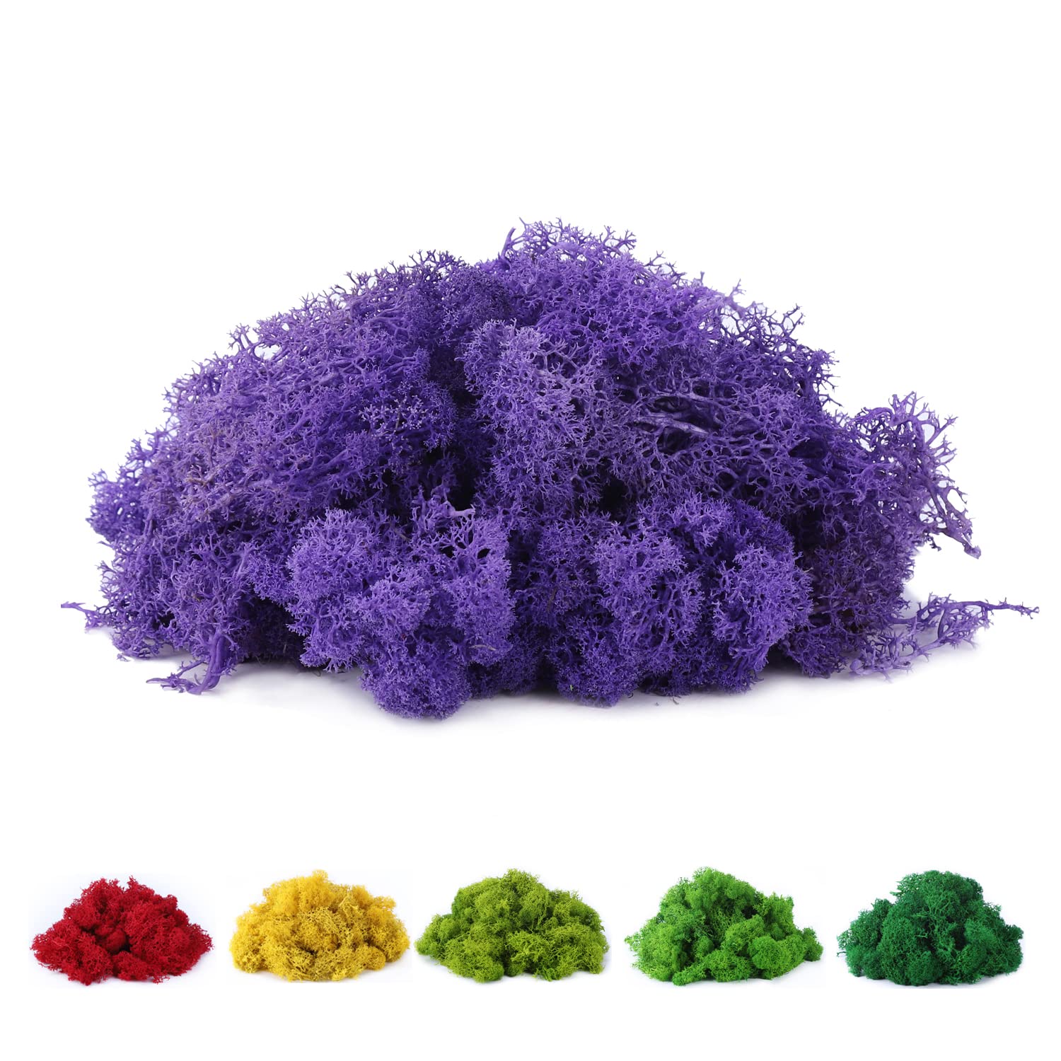 Preserved Reindeer Moss 3.5 OZ - Natural Fake Moss for Potted Plants, Terrariums, Fairy Gardens, Wall Decor, Wedding Centerpieces & Floral Crafts - Perfect for DIY Home Decor & Creative Projects (Purple)