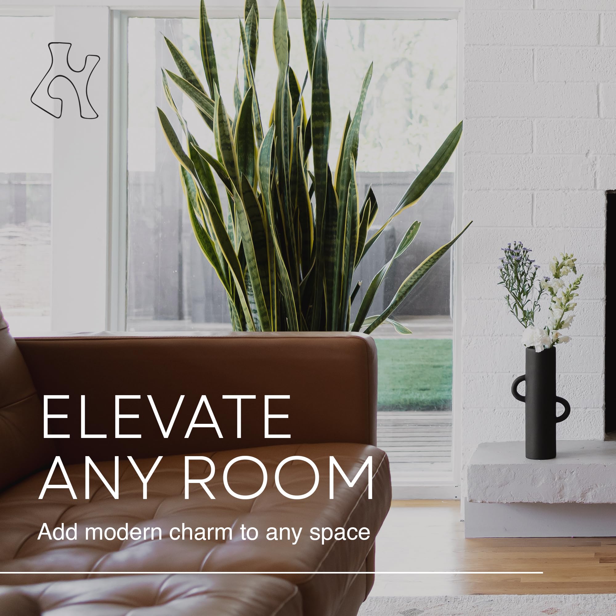 Modern Abstract Tube-Shaped Black Vase - Minimalist Home Decor for Living Room, Bedroom & Office Centerpiece | Ari Decorative Vase