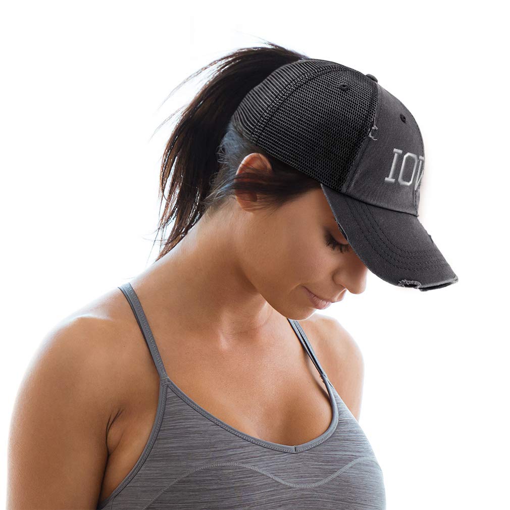 Custom Women's Ponytail Cap - Iowa State USA Cotton Baseball Hat with Embroidery - Perfect for Sports, Tailgating & College Fan Gifts