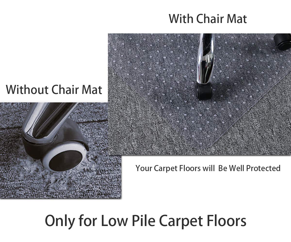 48” x 36” Clear Office Chair Mat for Carpet - Heavy Duty Floor Protector for Low Pile Carpets | Perfect for Home Office, Gaming & Workspace