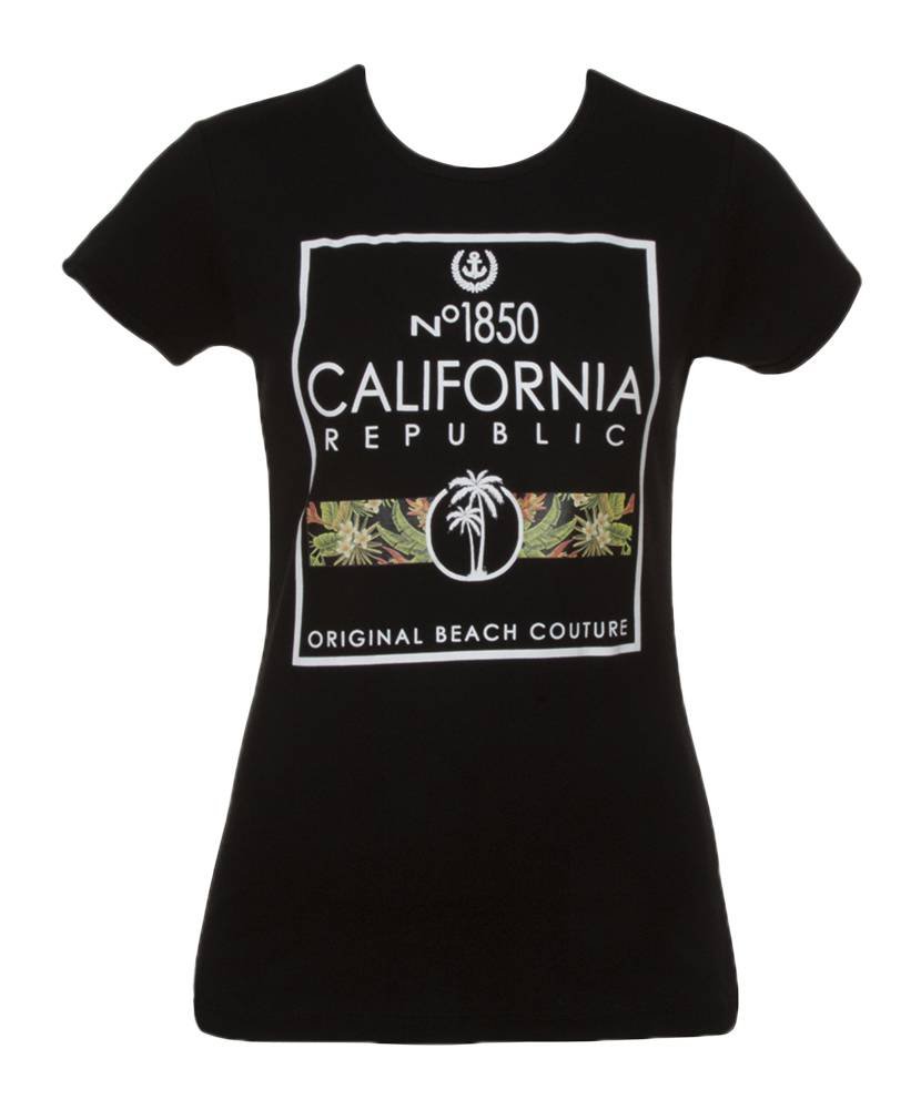 Cali Pride Women's Short-Sleeve T-Shirt | Original Beach Couture | Small Black | Perfect for Beach Outings & Casual Summer Wear