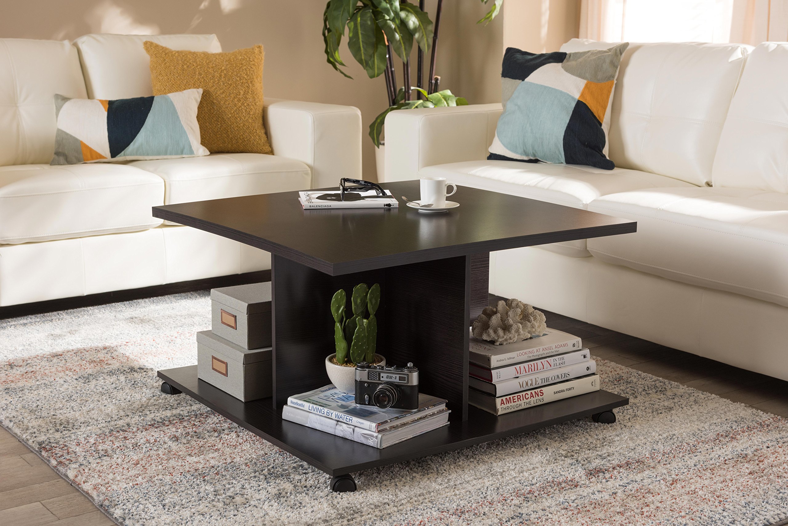 Baxton Studio Elstra Modern Coffee Table - Wenge Dark Brown Finish for Living Room, Lounge & Office Decor