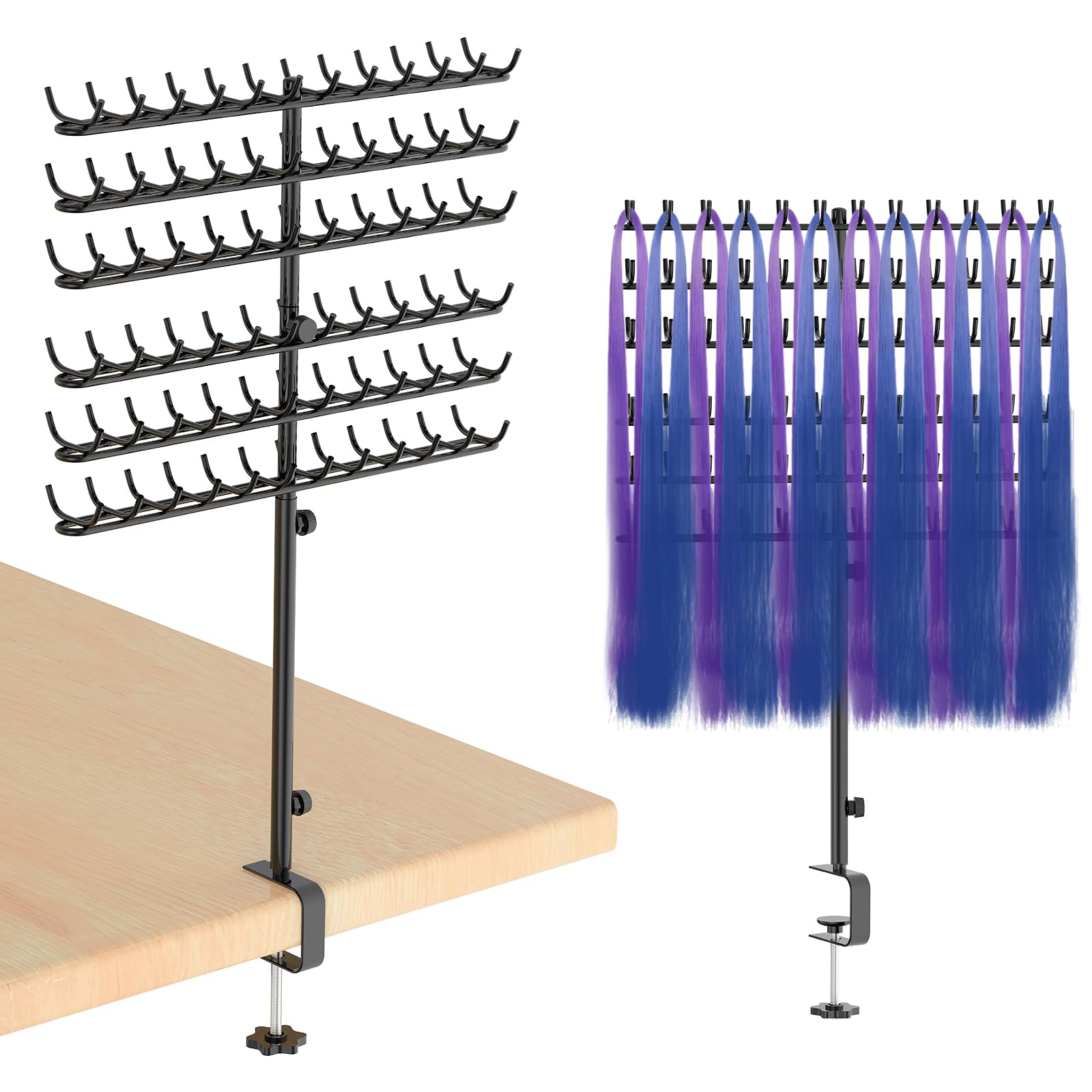 144-Peg Adjustable Hair Braiding Rack - Desktop Hair Extension Holder & Separator Stand for Stylists - Perfect for Salon, Home & Professional Hair Styling