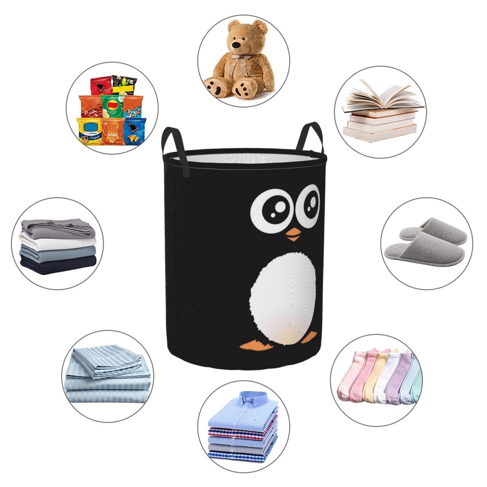 Cute Penguin Laundry Basket & Collapsible Storage Bin - Oxford Fabric Clothes Hamper for Nursery, Home, Office & Dorm | Perfect for Baby Clothes Storage, Gift Giving & Space-Saving Organization