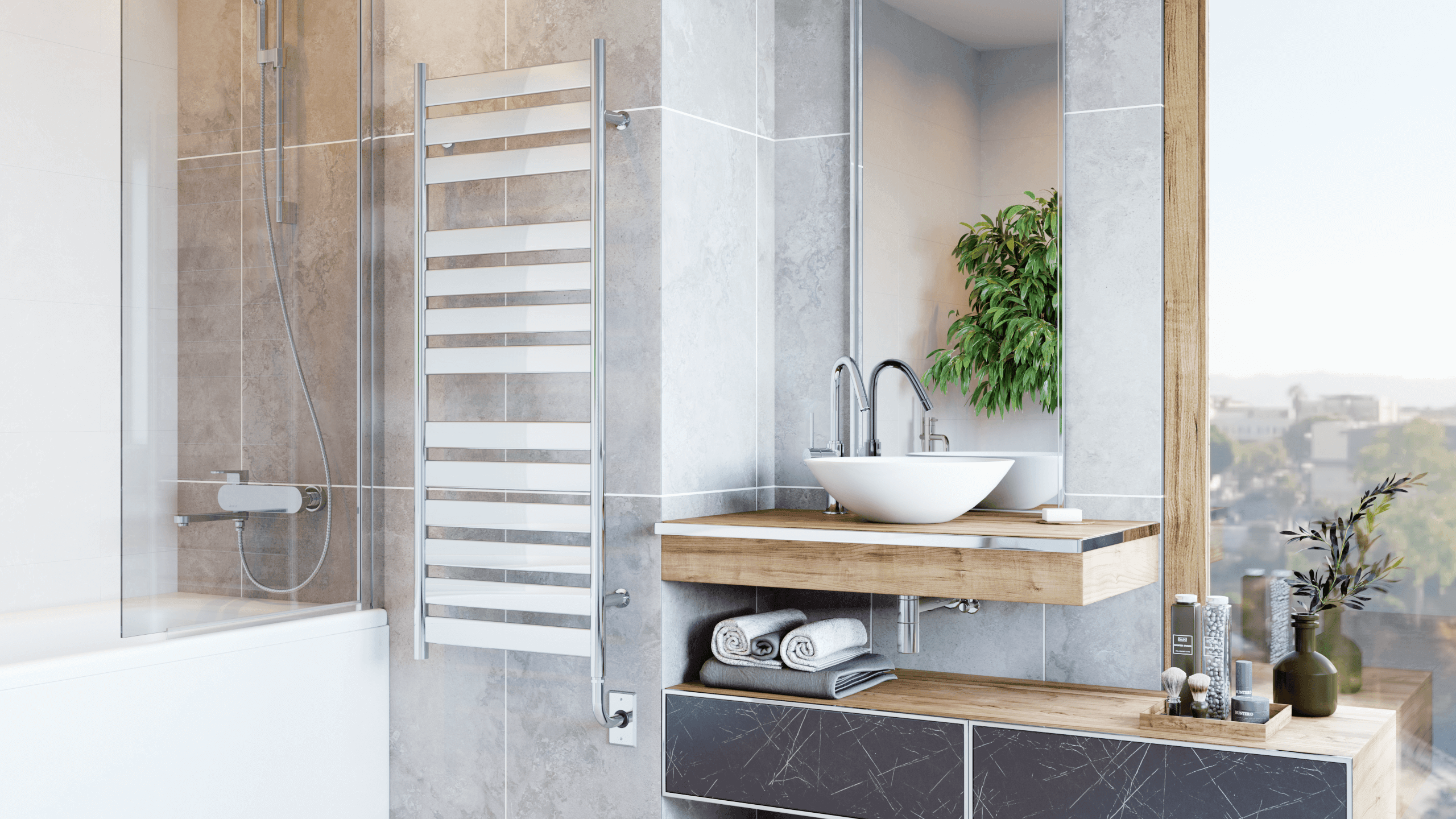 Tuzio Romano Hardwired or Plug-In Towel Warmer - 23.5