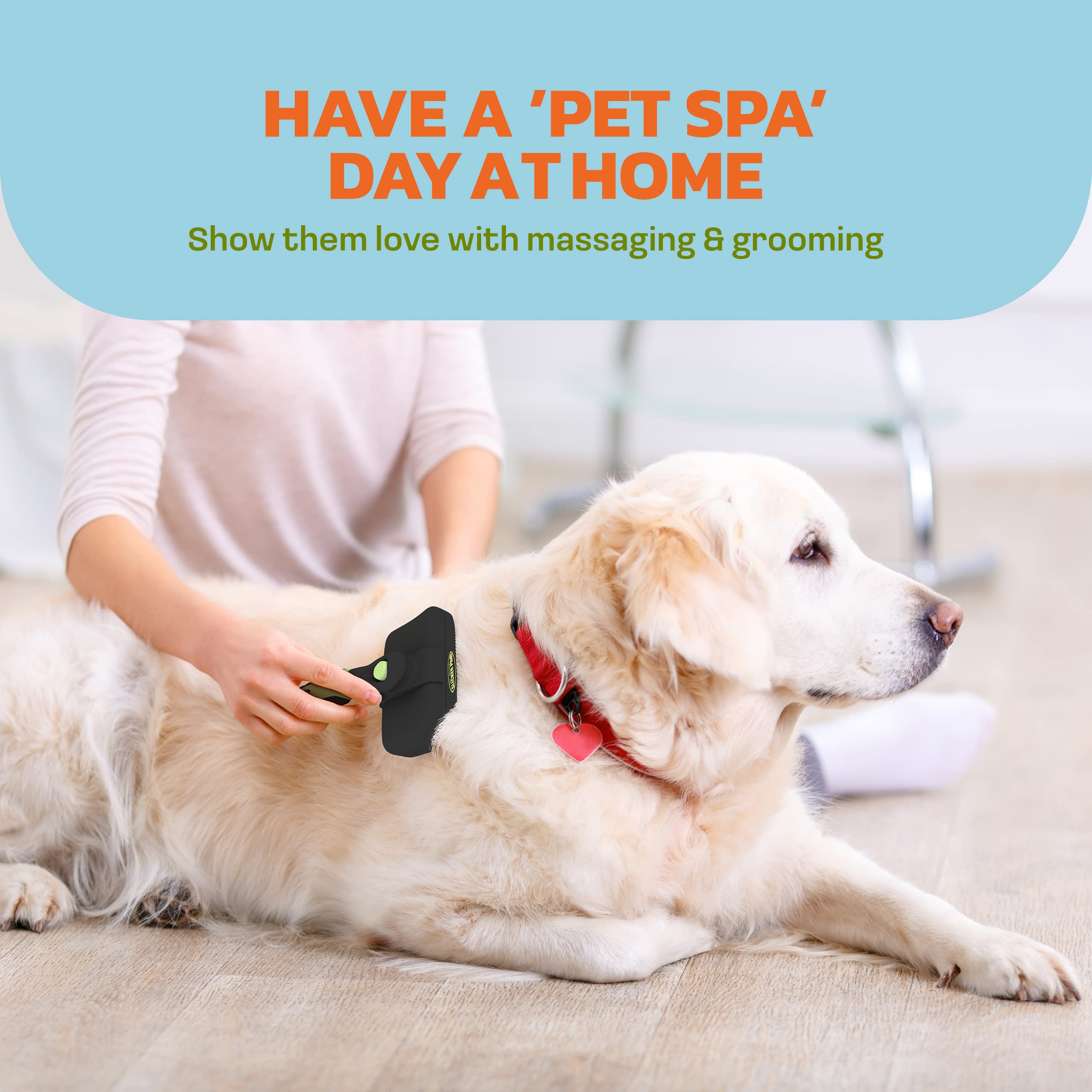 Self Cleaning Slicker Brush for Dogs & Cats - Pet Grooming Brush for Shedding Control, Long Haired Pets, Medium to Large Breeds | Perfect for Home Grooming & Professional Deshedding Supplies