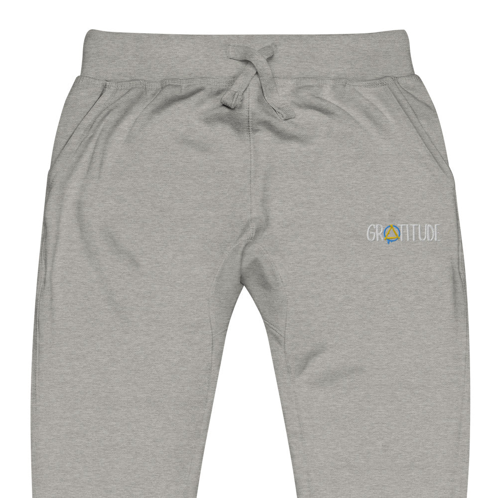 Gratitude Embroidered Unisex Fleece Sweatpants - Cozy Lounge Pants for Men & Women - Perfect for Yoga, Home Relaxation and Casual Wear