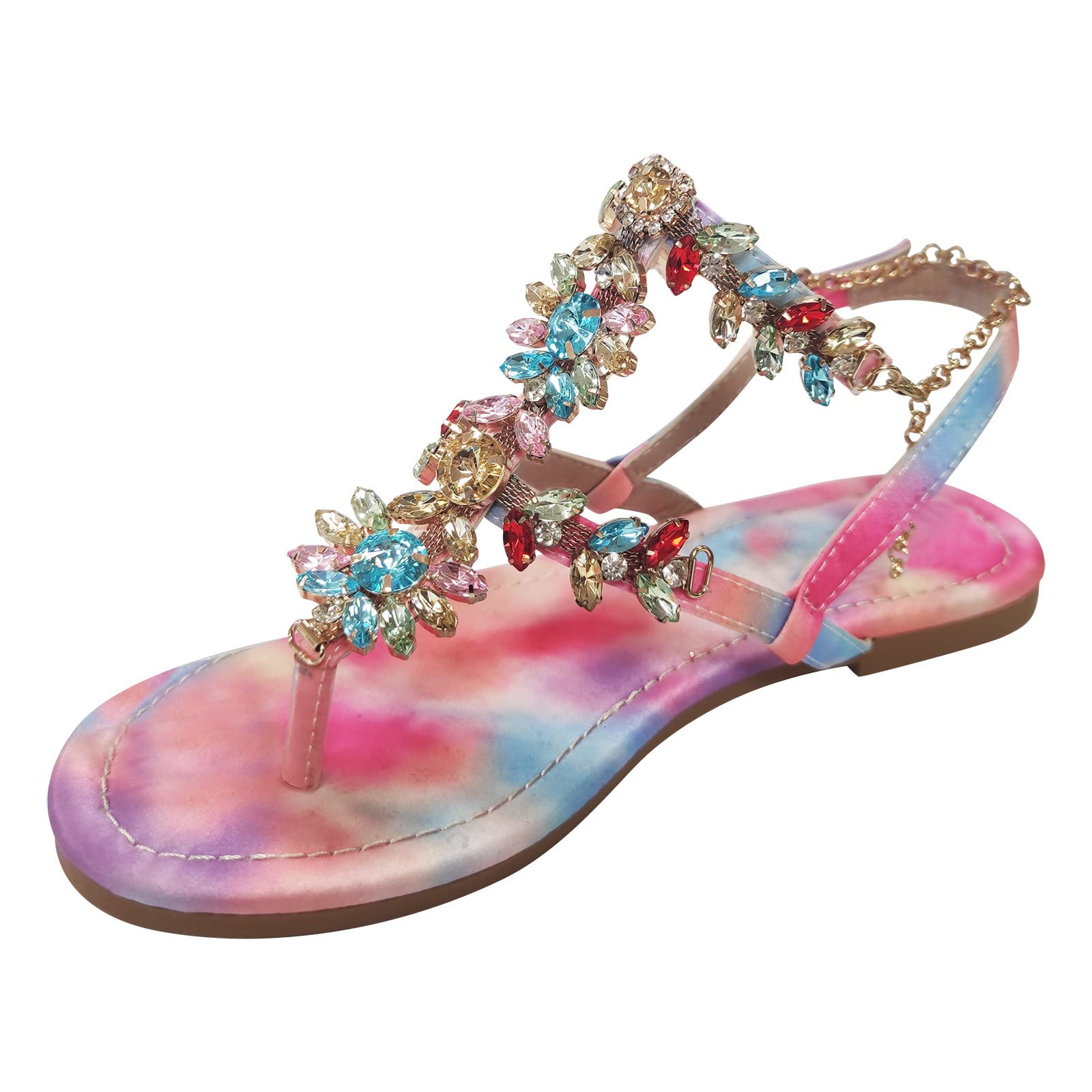 Women's Rhinestone Flat Thong Sandals - Comfortable Walking Slip-On Flip Flops for Women | Perfect for Beach, Pool, and Summer Outfits