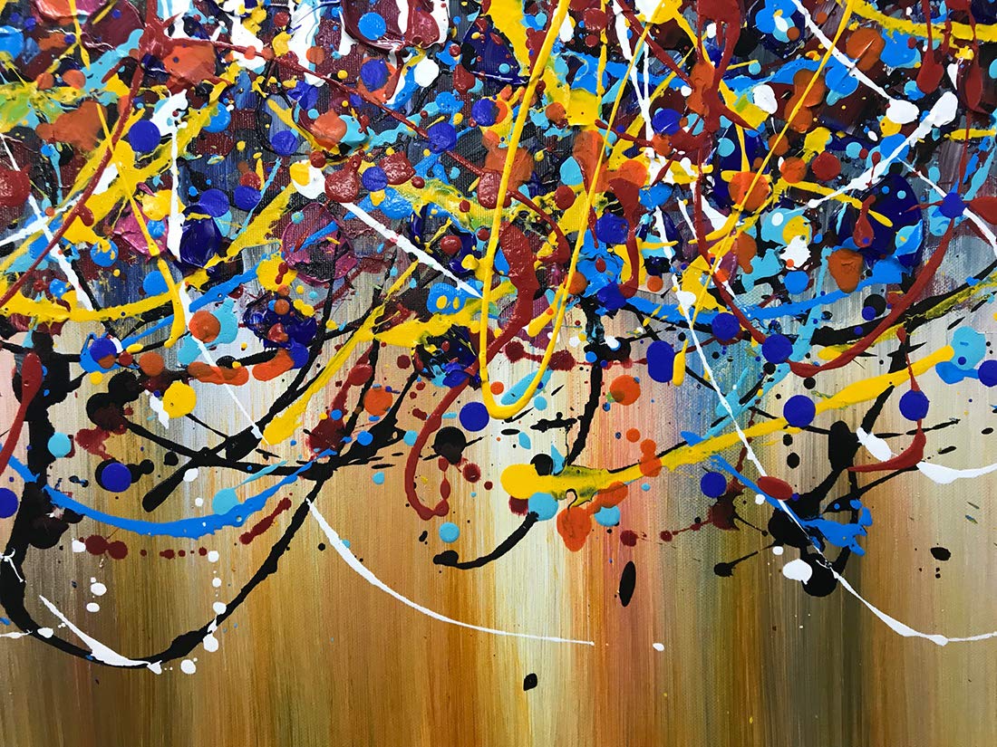 24x48 Inch Jackson Pollock Style Abstract Oil Painting - Hand-Painted Modern Canvas Art with Wood Frame, Ready to Hang | Perfect for Living Room, Bedroom & Office Wall Decor