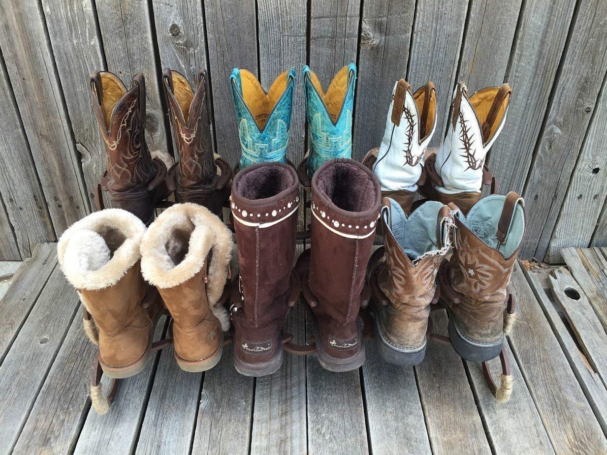 Horseshoe Boot Rack - Rustic Western Entryway Organizer for Cowboy Boots, Shoes & Footwear | Perfect for Mudrooms, Farmhouses & Ranch Style Homes