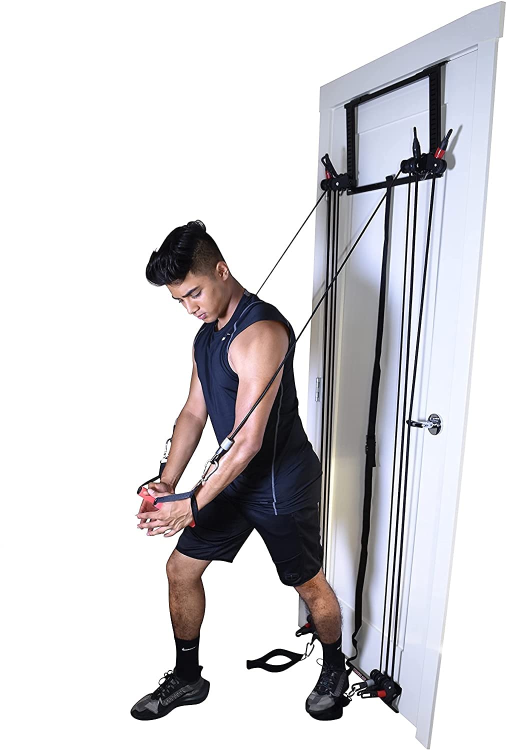Complete Door Gym Full Body Workout System - Heavy Duty Home Fitness Equipment with Resistance Bands, Straight Bar, Hand Grips & Ankle Straps - Perfect for Strength Training, Pull Ups & Home Exercises (Includes DVD & Chart) - Ideal for Small Spaces, Apartments & Travel Workouts