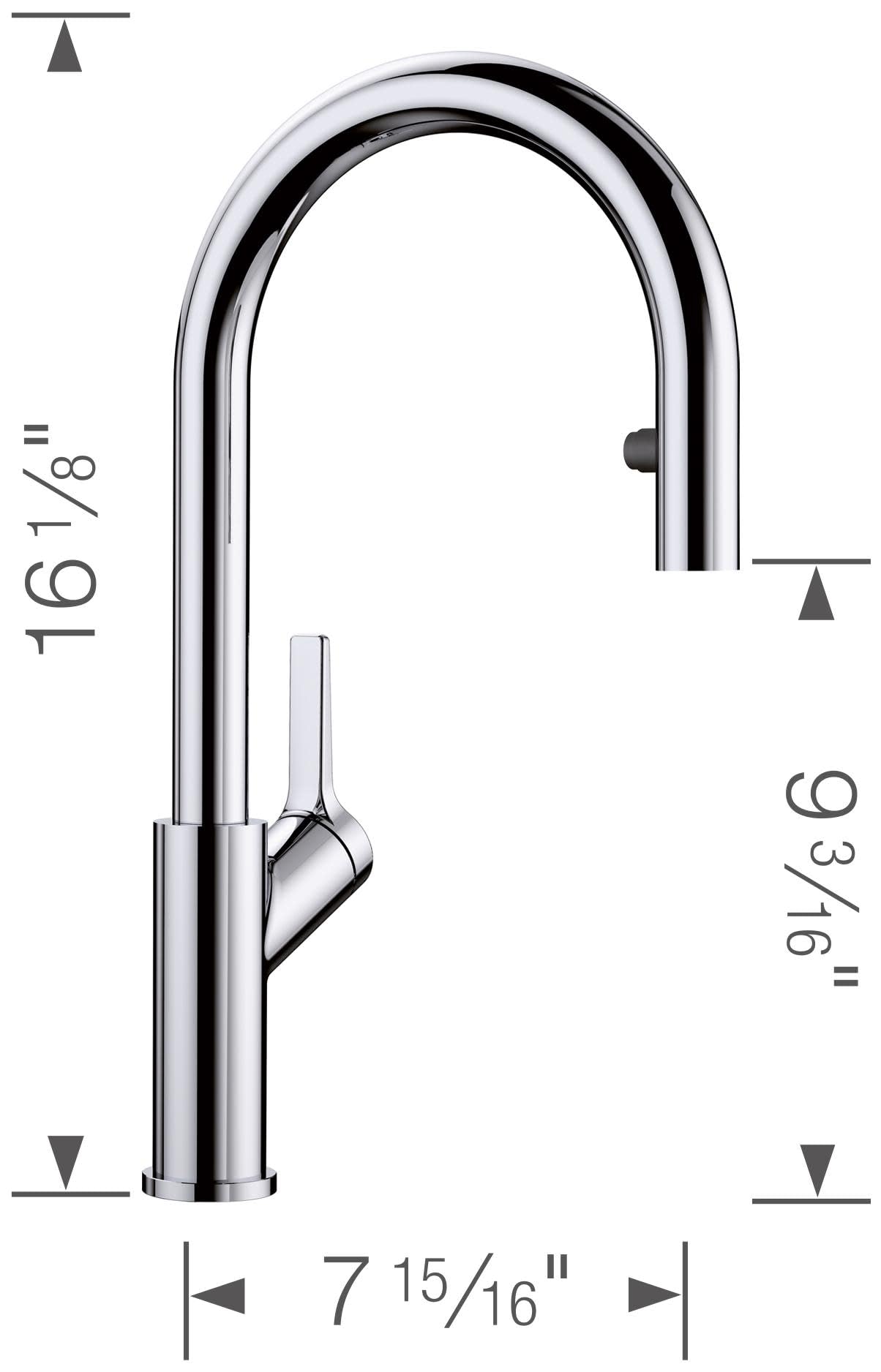 BLANCO 526395 Urbena Single Handle Pull-Down Kitchen Faucet 1.5 GPM Low Flow in Cinder/Chrome Finish - Perfect for Modern Farmhouse & Contemporary Kitchen Sinks