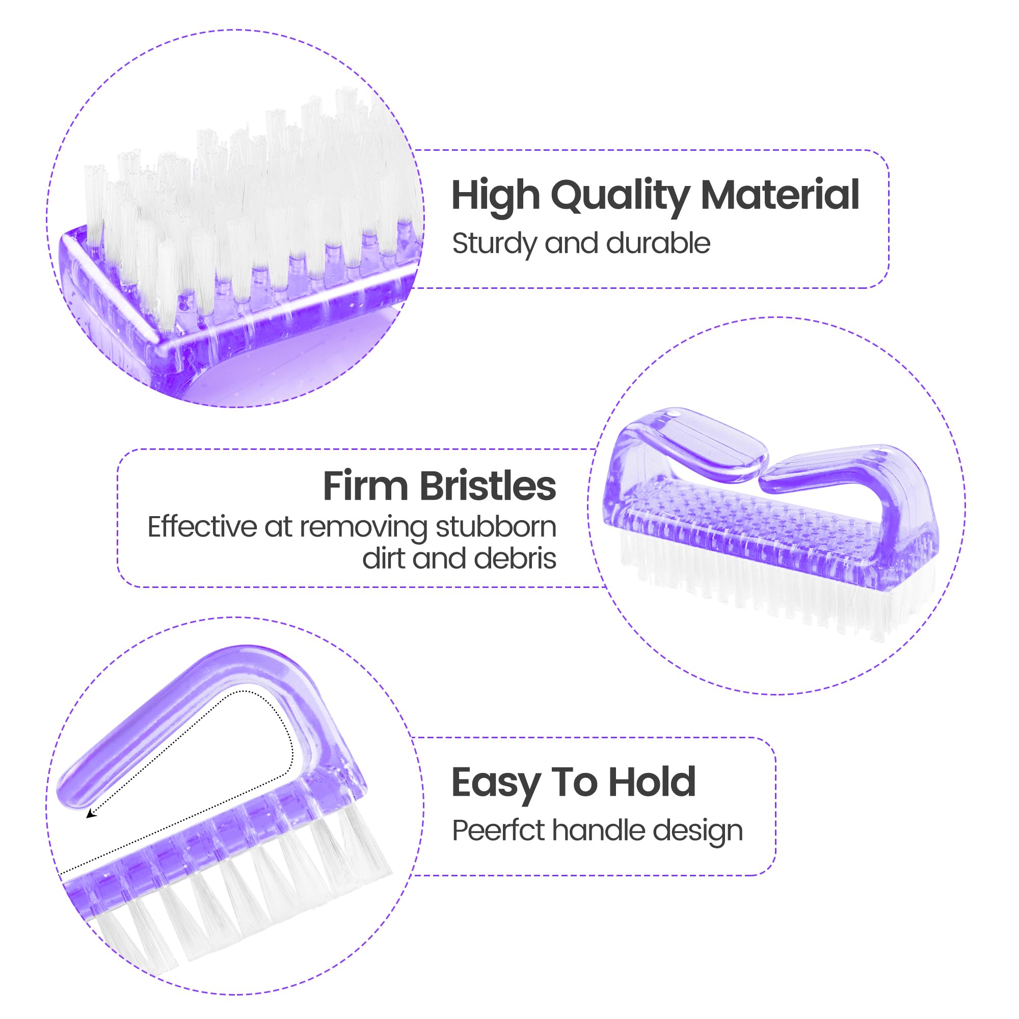 4 Pack Nail Brush Set - Durable Handle Grip Fingernail & Toe Cleaning Brushes for Men, Women & Kids - Perfect for Shower, Garden, Pet Care & Hand Hygiene Maintenance