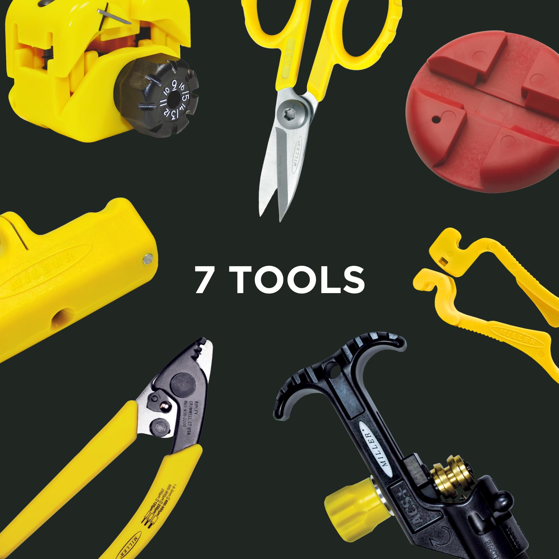 Miller Advanced Fiber-Optic Tool Kit with Hard Plastic Case & EVA Foam Lining - Professional Electrician & Technician Tools for Network Installation, Cable Repair, and Telecom Maintenance (Portable Set for Field Work & Home Use)