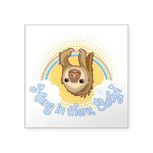 Clear - Hang in There Sloth Square Sticker 3 X 3