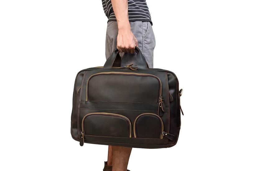 Premium Brown Leather Duffle Bag for Men - Stylish & Durable Travel Gym Sports Weekender Bag for Business Trips, Gym, and Outdoor Adventures