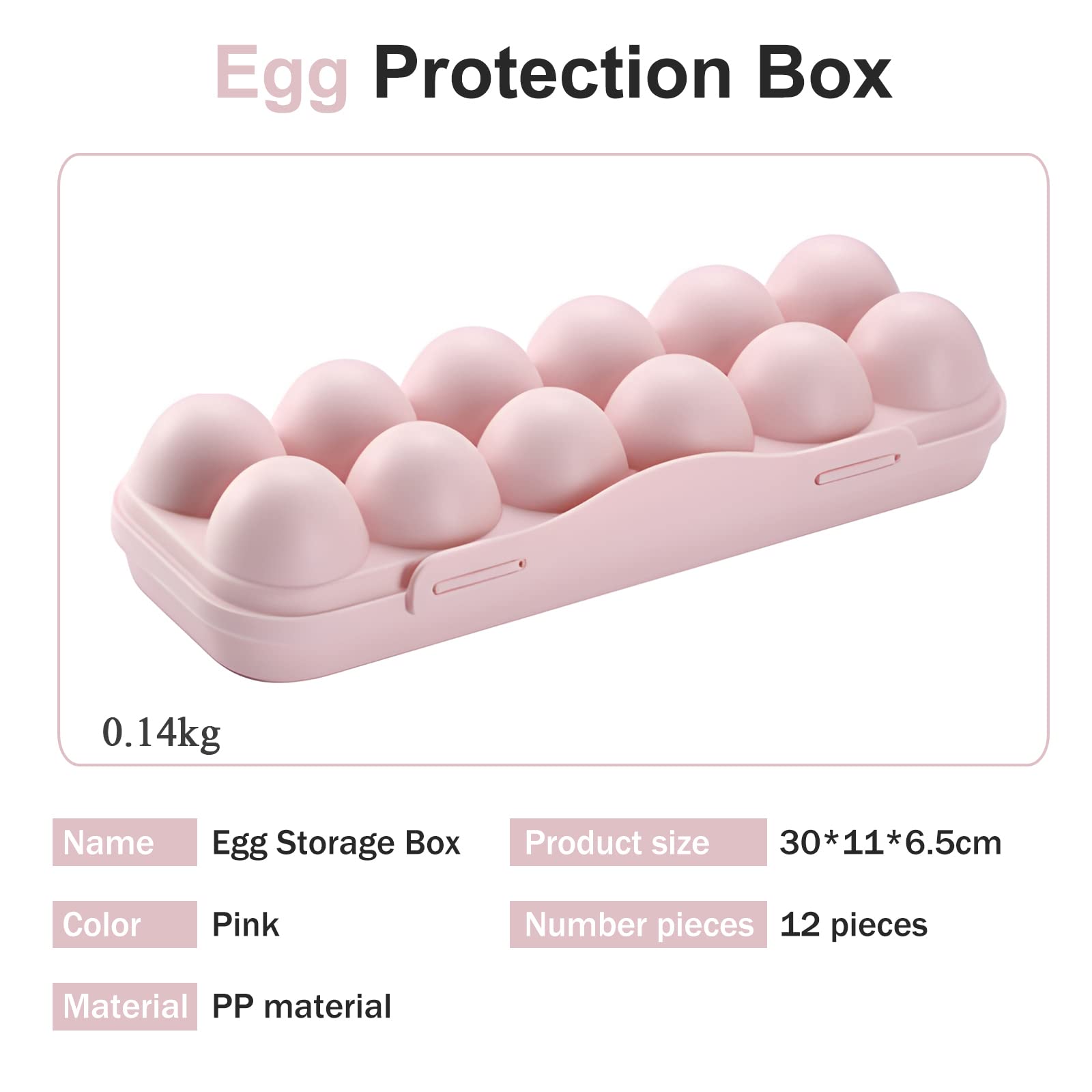 12-Slot Large Capacity Plastic Egg Storage Container - Stackable Refrigerator Organizer for Fresh Eggs, Perfect for Fridge, Picnic, Hiking & Travel (Pink) | Durable Outdoor Egg Holder for Camping & Kitchen Use