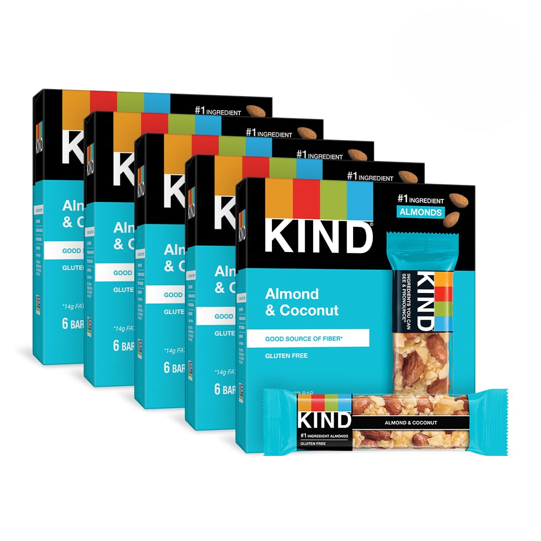 KIND Almond & Coconut Bars - Low Glycemic, Gluten Free, Healthy Snack Bars - 1.4oz (60 Count) - Perfect for On-the-Go, Office Snacks & Keto Diet