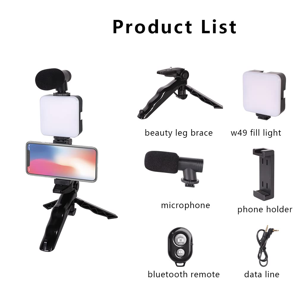Samadex Vlogging Kit - Portable Microphone with LED Light & Stand for Smartphone Recording - Perfect for YouTube & TikTok Videos