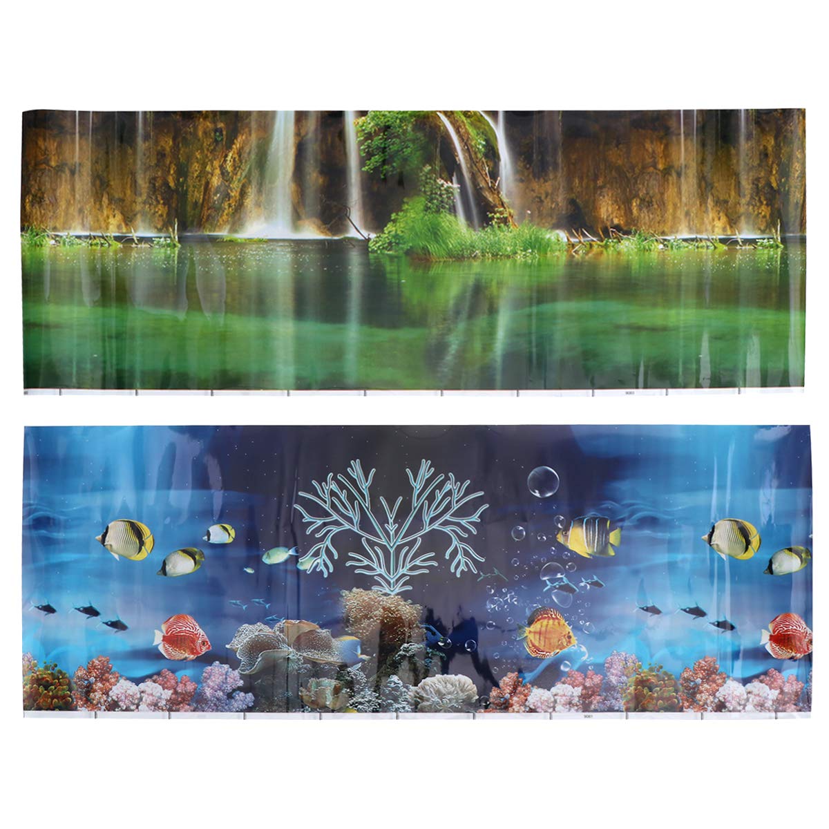3D Aquarium Background Poster - Double Side Underwater Scenery Sticker for Terrarium & Fish Tank Decor (102x40cm) | Enhance Your Aquatic Habitat with Realistic Wallpaper for Home & Office Aquariums