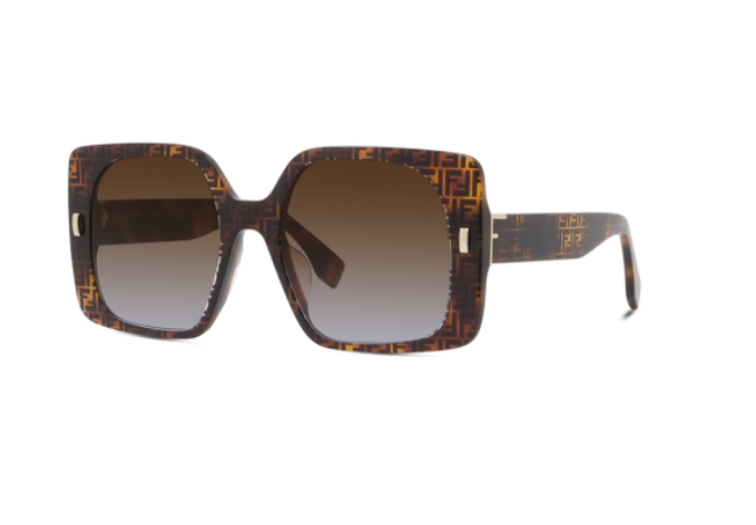 Fendi FIRST FE40036U 55F Havana/Brown Gradient Square Women's Sunglasses - UV Protection, Fashionable & Elegant for Outdoor Activities, Beach, and Driving