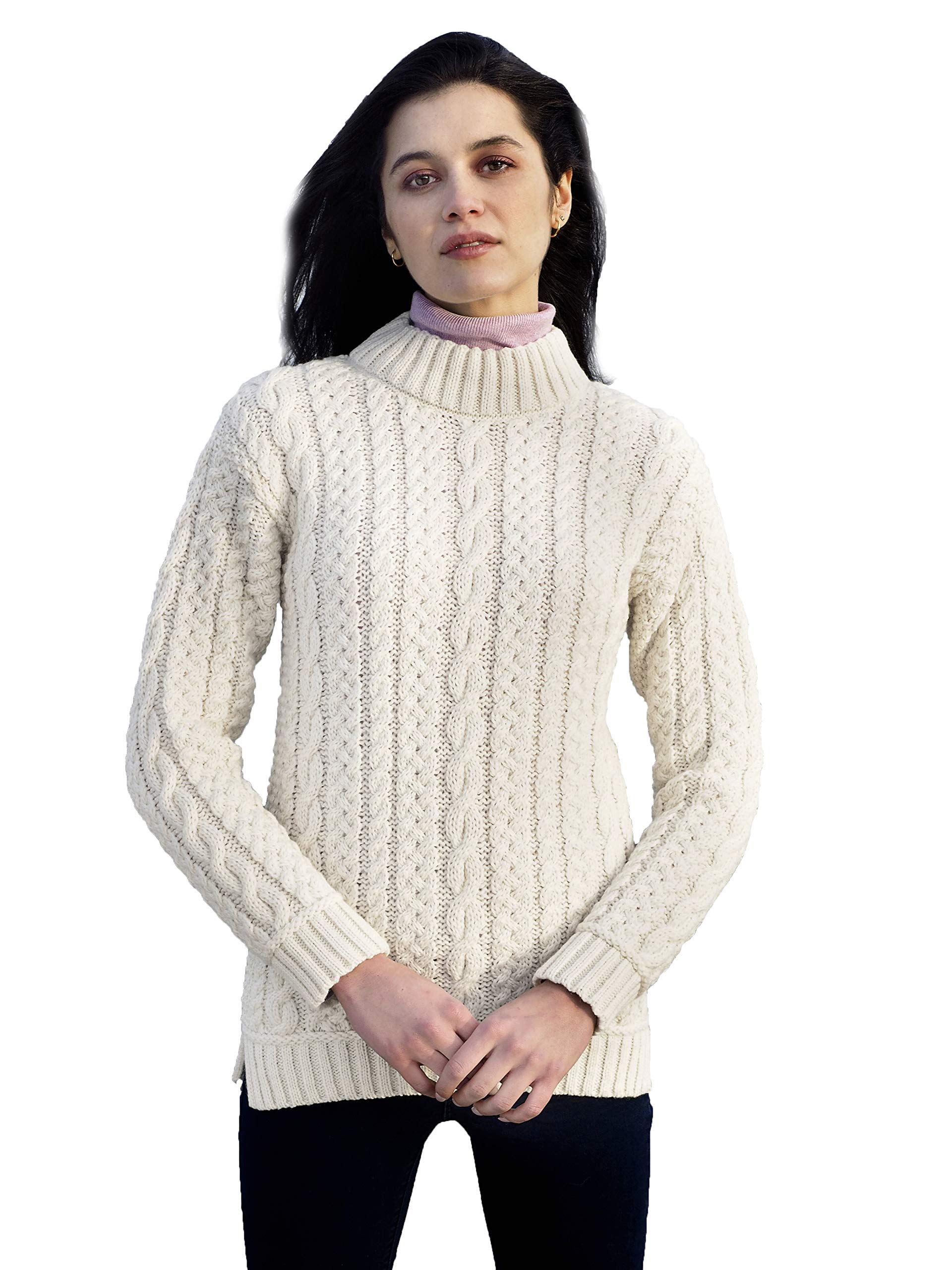 Aran Crafts 100% Wool Side Slit Tunic - Warm & Cozy Knit Sweater for Women | Perfect for Fall, Winter & Casual Outfits