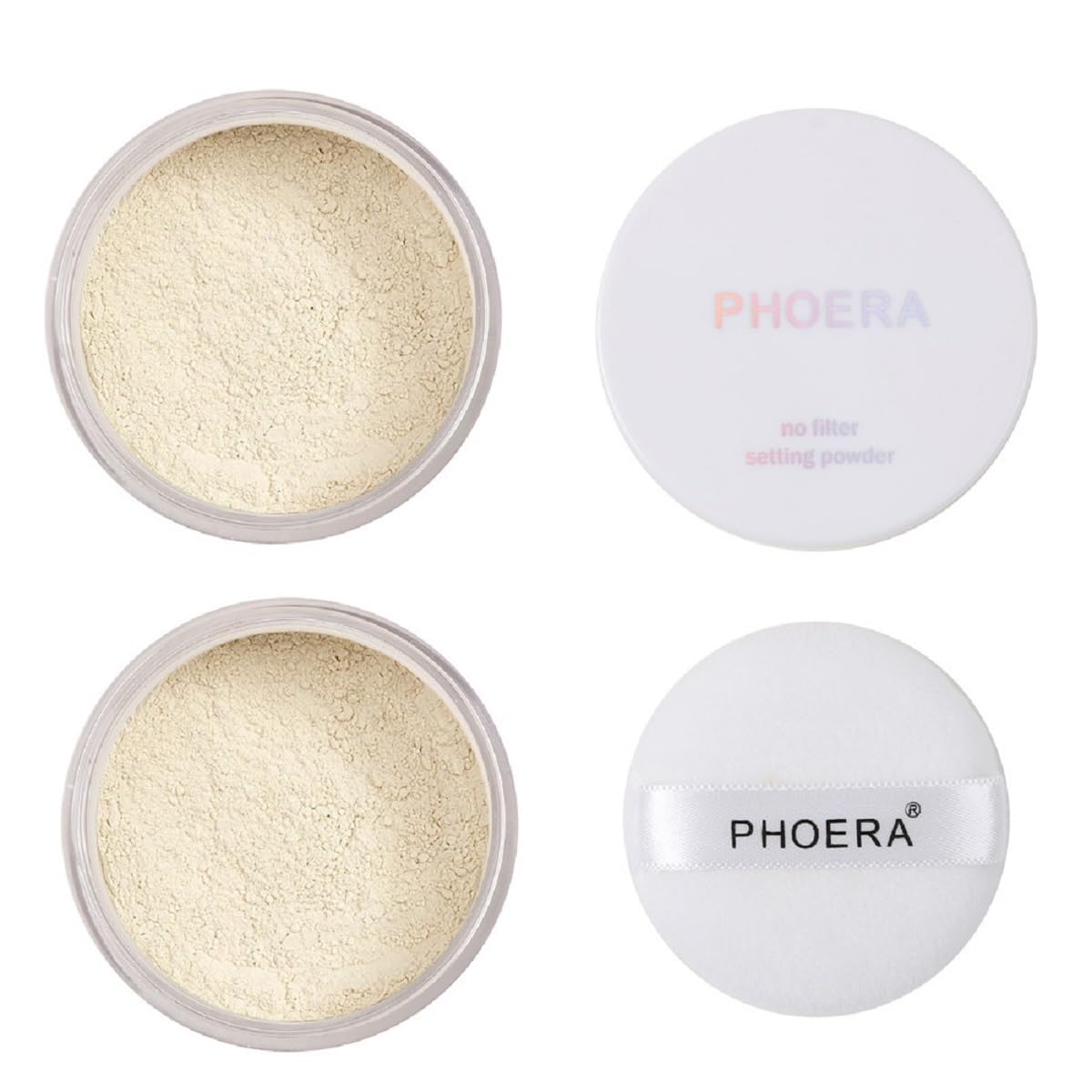 2 Pack PHOERA Setting Powder - Translucent Face Powder for Oil Control, Brightening & Blemish Cover | Long-Lasting Makeup with Velour Powder Puff (Shade 101) | Perfect for Daily Use, Photo Shoots & Special Occasions