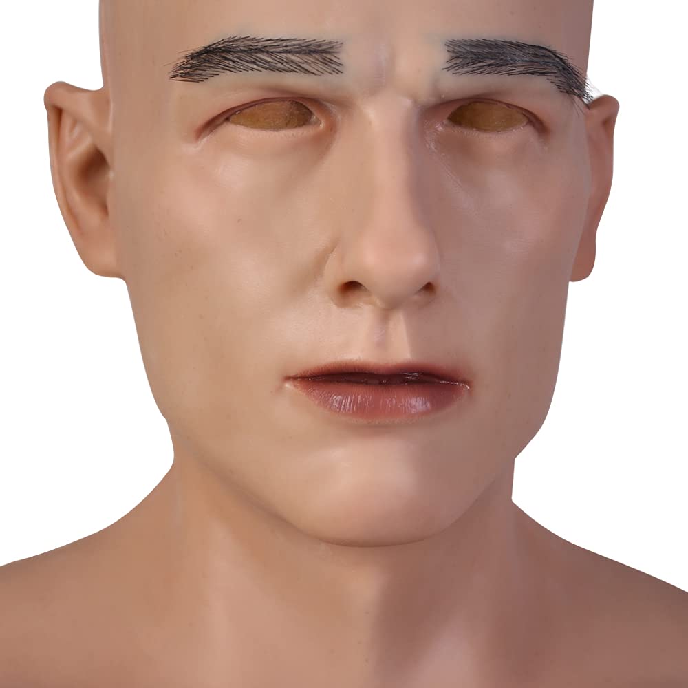 YIQI Realistic Silicone Middle-Aged Man Mask - Handmade Cosplay Halloween Costume Accessory for Parties, Horror Events & Theatrical Performances