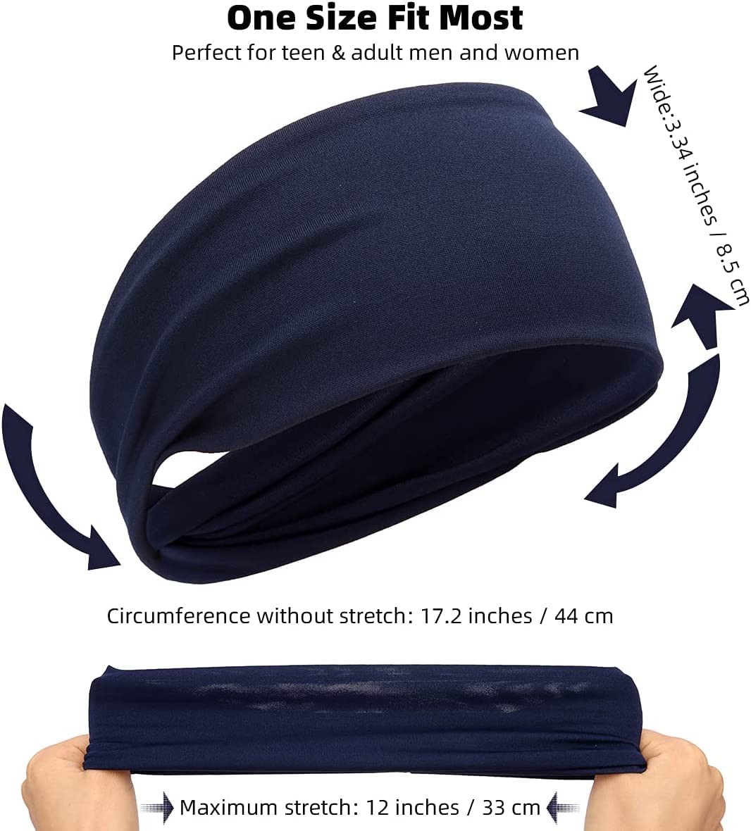 4 Pack Unisex Sports Headbands for Men & Women - Moisture Wicking Workout Sweatbands for Running, Yoga, Gym & Fitness - Non Slip Athletic Head Wraps (Helmet Friendly) - Perfect for Workouts, Sports & Active Lifestyles