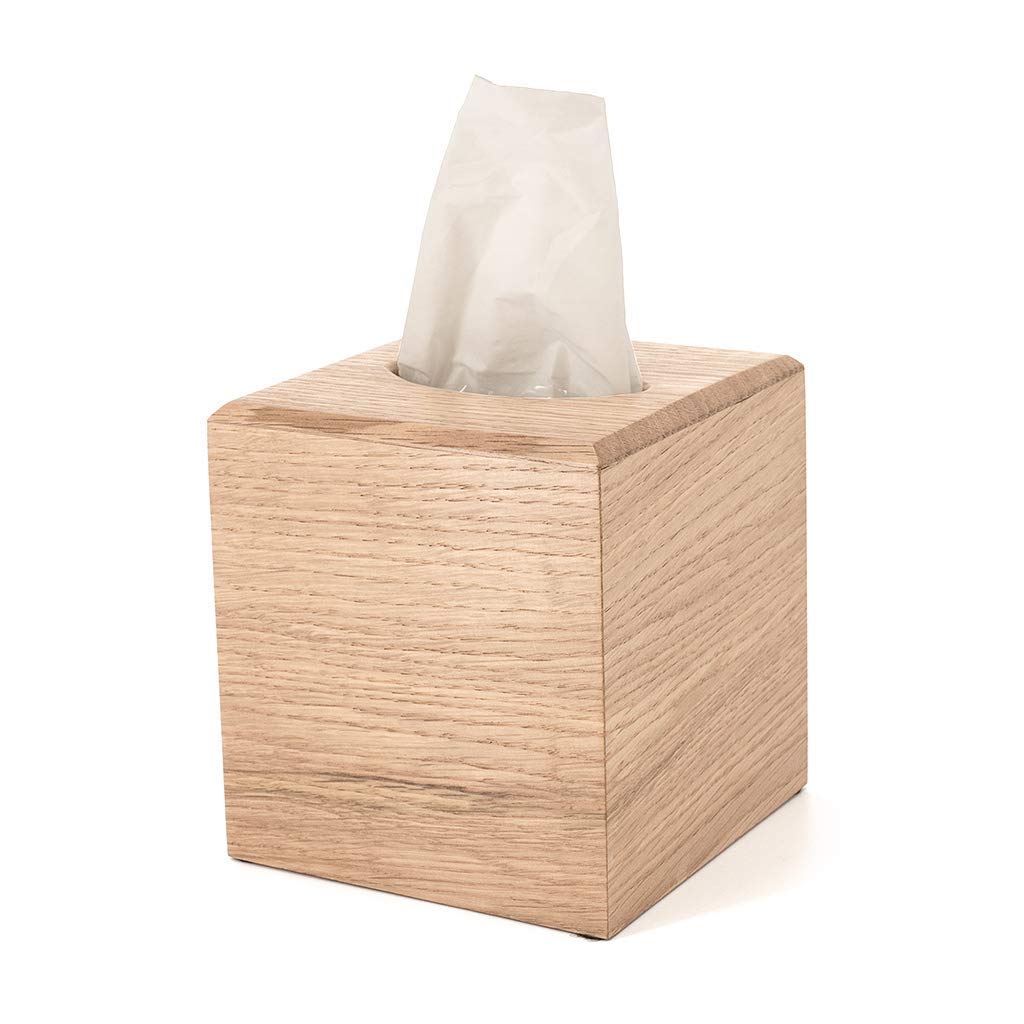 KAHL WOOD DECOR Solid White Rift Oak Tissue Box Cover - Handcrafted Satin Lacquer Finish for Home, Office & Bathroom Decor | Perfect for Living Room, Bedside Table and Guest Bath Essentials
