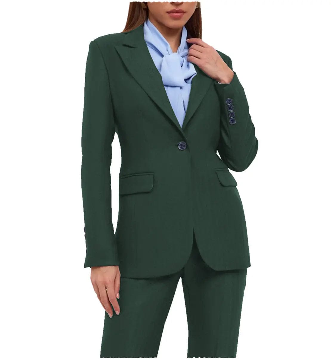 Elegant Women's Formal Suit Set - 2 Piece Peak Lapel Single Button Blazer & Pants for Business, Office, and Special Occasions