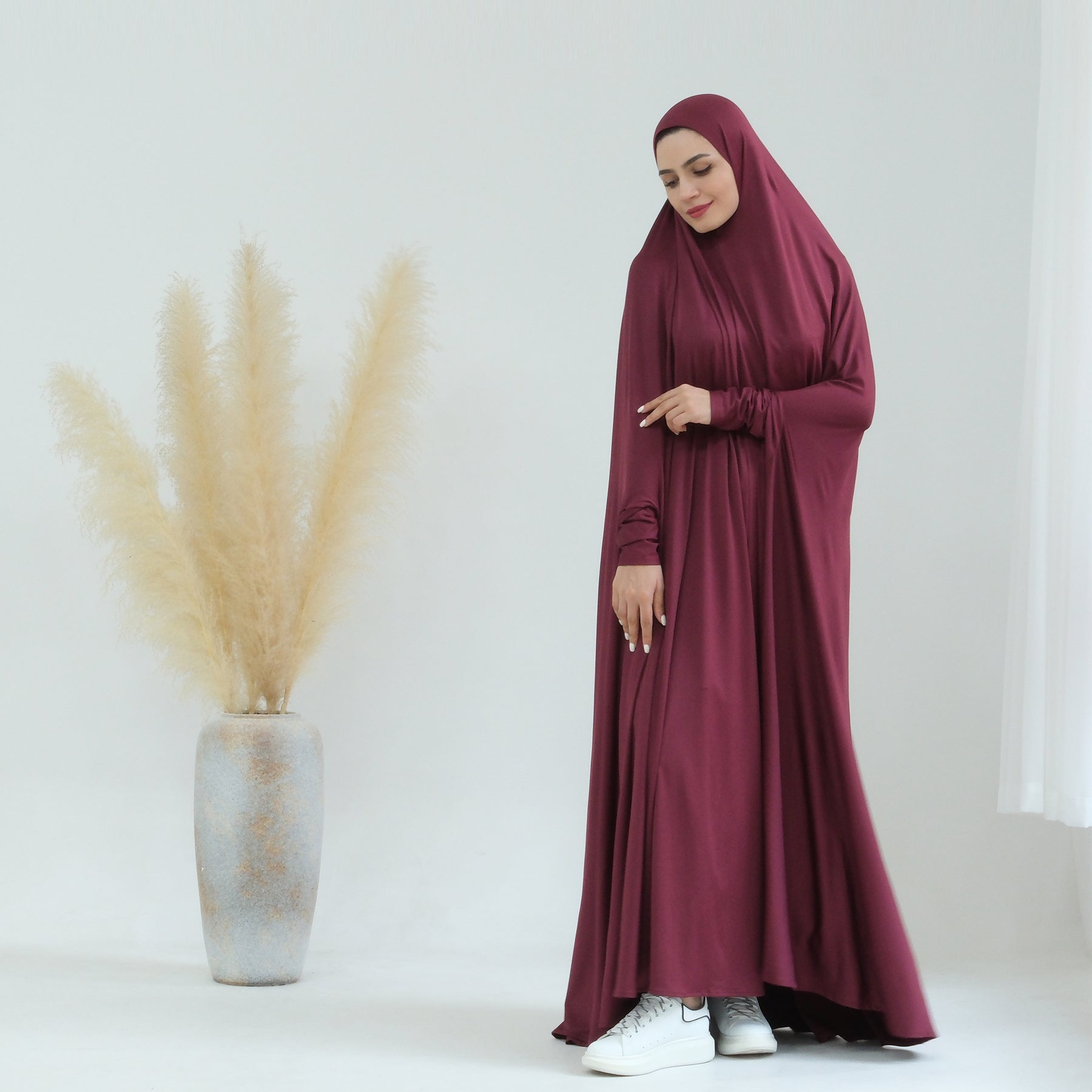 Awra Cape Hijab Combo - Wine Red Modest Muslim Scarf & Shawl Set for Women - Perfect for Prayer, Work, and Special Occasions