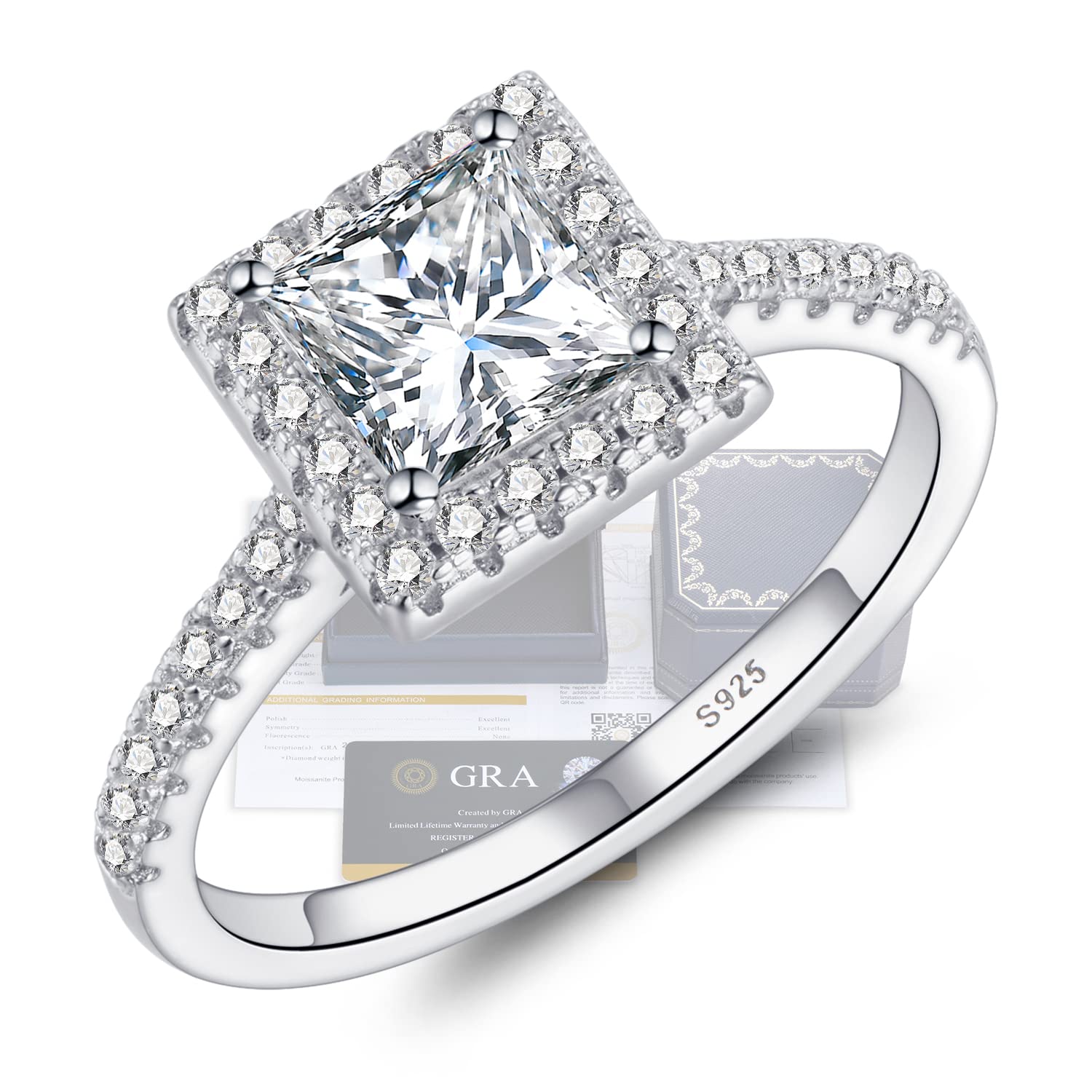 Princess Cut Moissanite Engagement Rings for Women - 925 Sterling Silver Gold Plated Wedding Band, Anniversary & Promise Rings for Her - Perfect for Proposals, Bridal Jewelry & Romantic Gifts