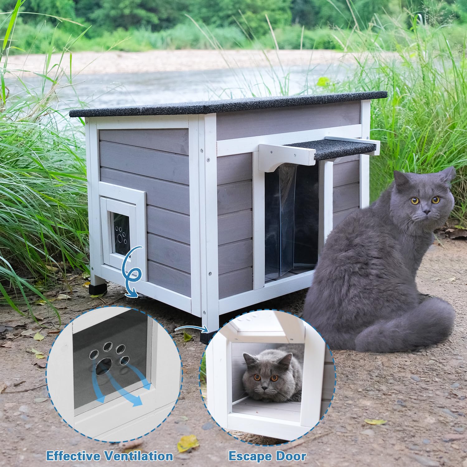 Weatherproof Outdoor Cat House for Feral Cats - Insulated Winter Shelter with Waterproof Design | Perfect for Backyards, Gardens & Cold Weather Protection