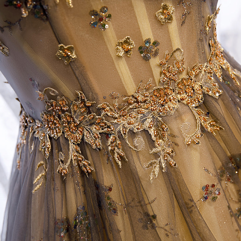 Elegant Off-Shoulder Chiffon A-Line Prom Dress with Sequins - Perfect for Evening Parties, Homecoming, and Formal Events