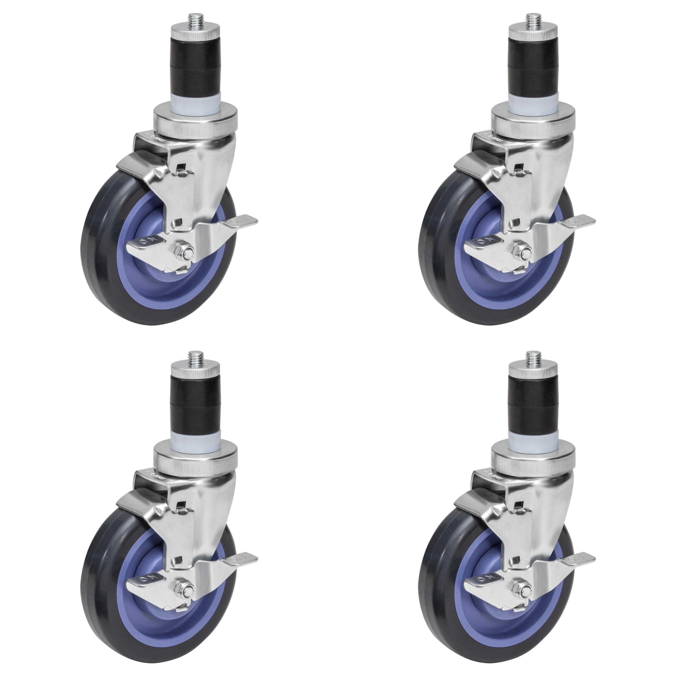GSW Heavy Duty 4-Pack Casters with Brakes for 1-1/2