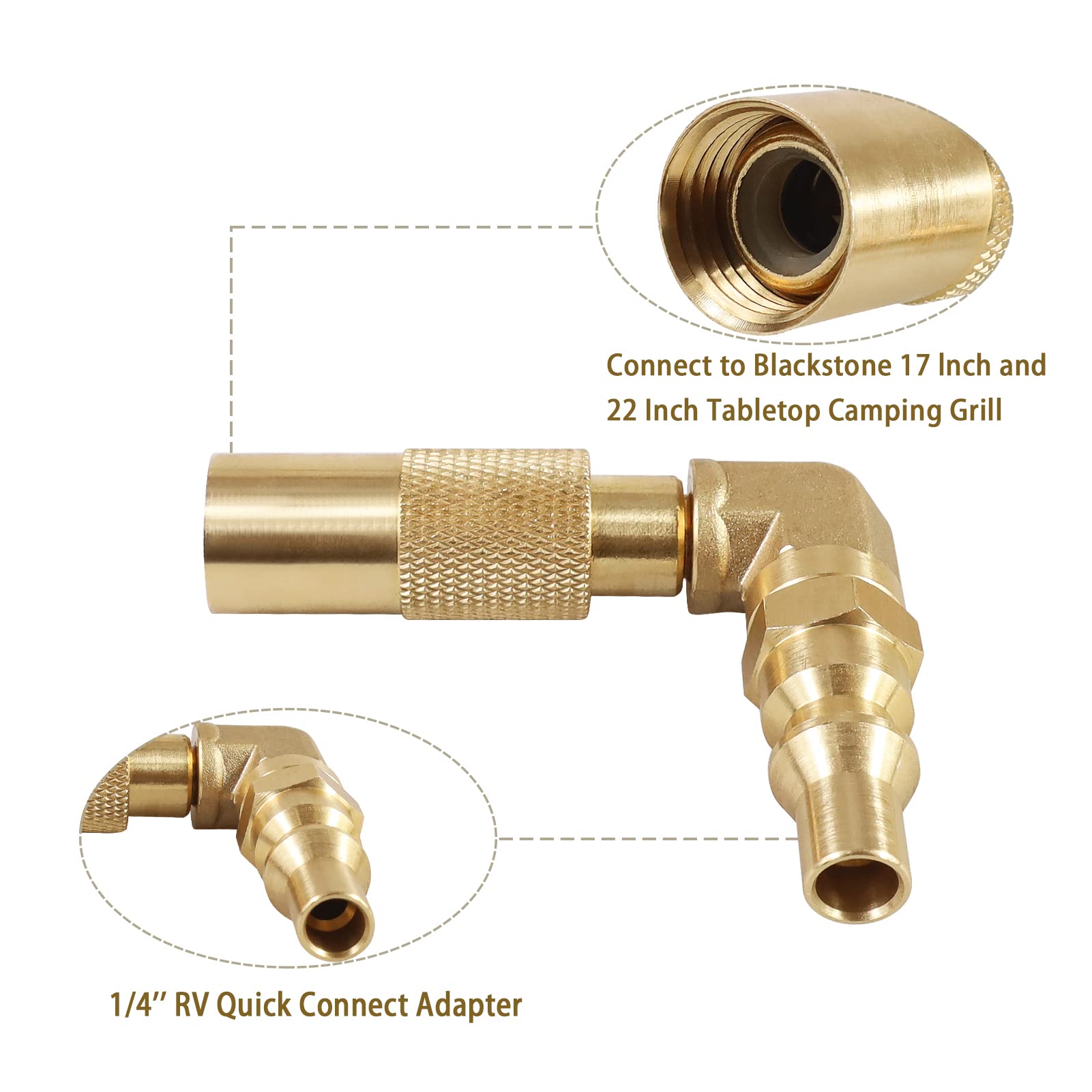 Xastro 1/4 Inch RV Quick Connect Elbow Adapter Fitting - Convert Propane Gas for Blackstone 17