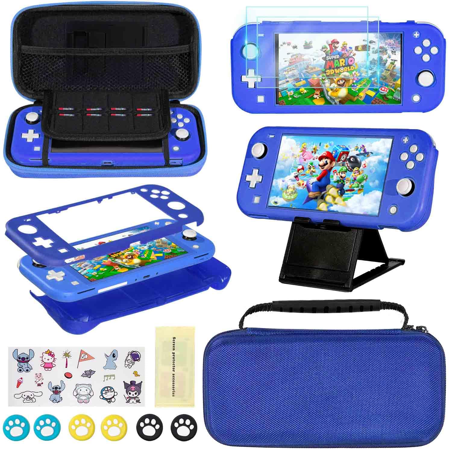 YOOWA Nintendo Switch Lite Accessories Bundle - Carrying Case, Protective Cover, 2-Pack Tempered Glass Screen Protector, Adjustable Stand, 6 Thumb Grips | Perfect for Travel, Gaming Protection & Enhanced Gameplay