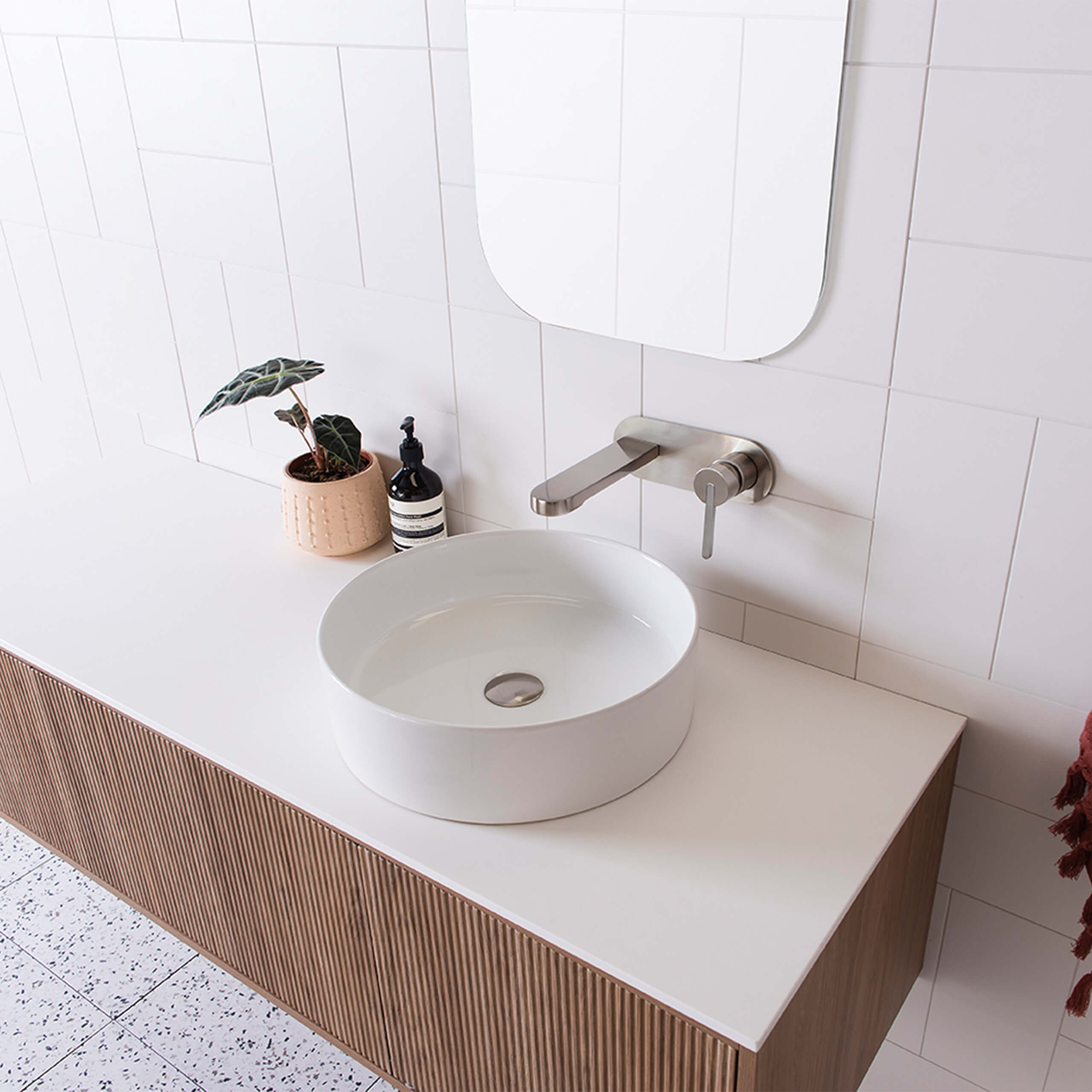 ADP Clifton Wall Mount Bathroom Vanity with Durasein Solid Surface - Modern Floating Sink for Small Space & Powder Room