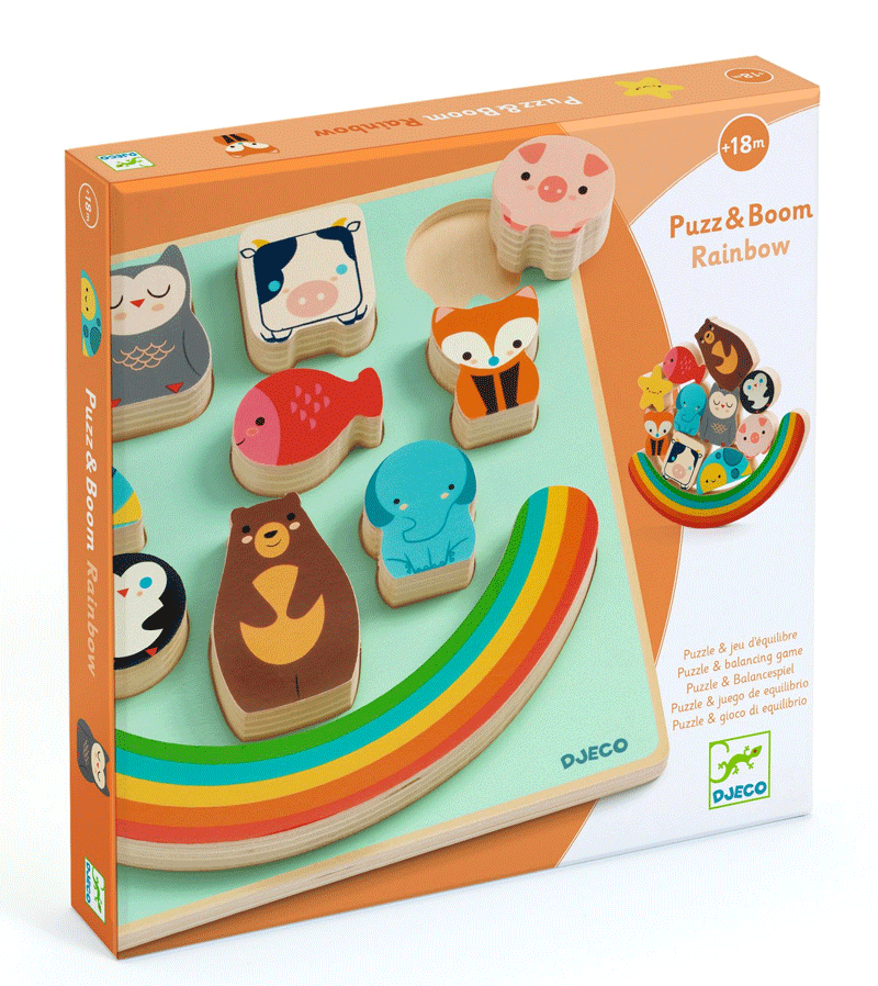 Djeco Puzz & Boom Rainbow Puzzle & Balance Game - Fun Educational STEM Toy for Kids Ages 4-8, Perfect for Family Game Night & Preschool Learning Activities
