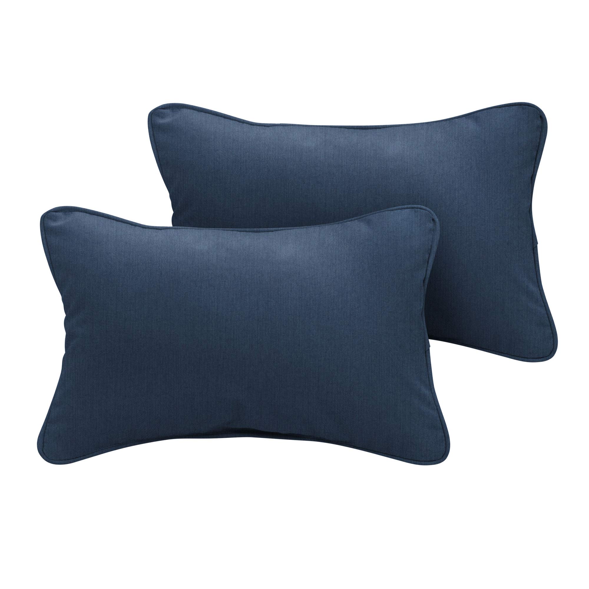 Premium Set of 2 Indigo Blue Corded Rectangular Throw Pillows - 20
